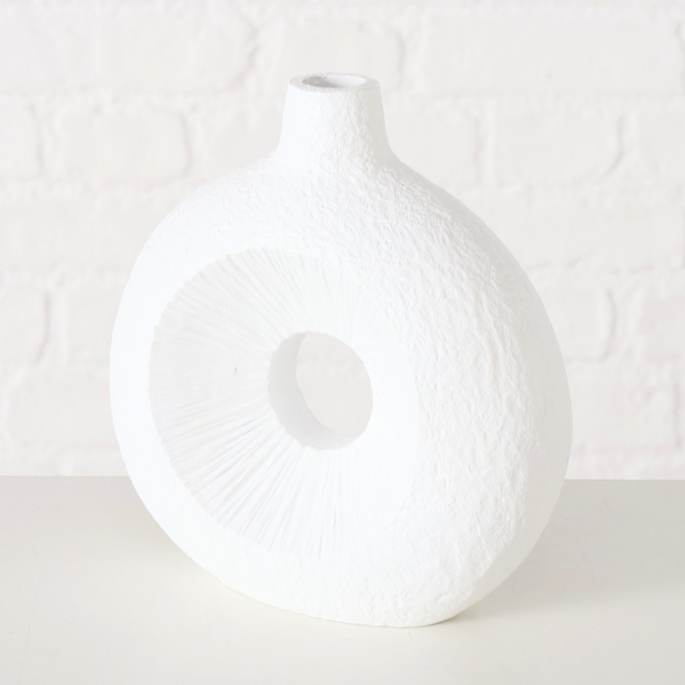 BOLTZE Dekovase "Lamony" aus Kunststoff H19cm, in weiß Vase