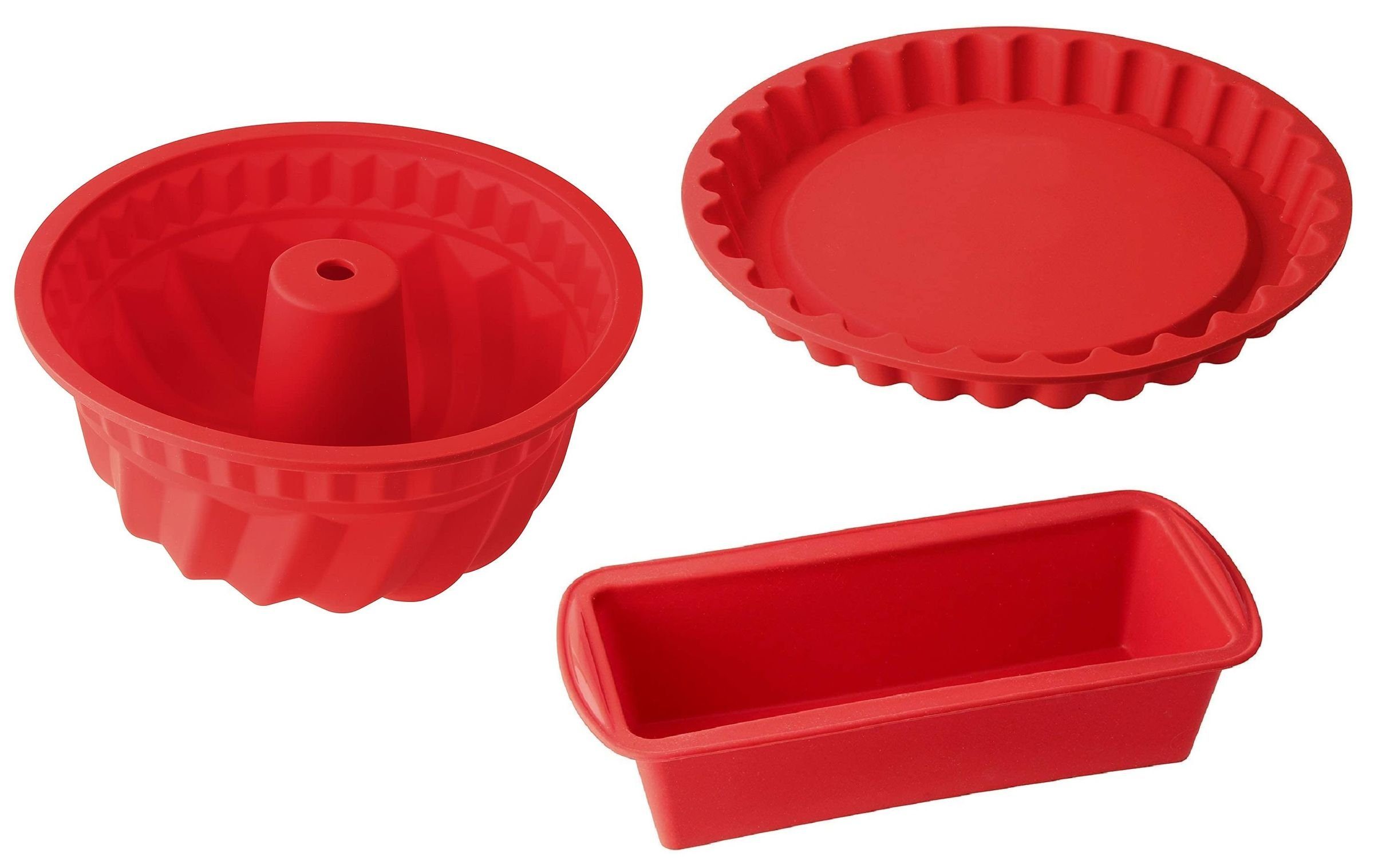 Dr. Oetker Küchenhelfer Backform Dr. Oetker - Silikon Backform Set 3tlg. Flexxibel Rot Kasten Obst