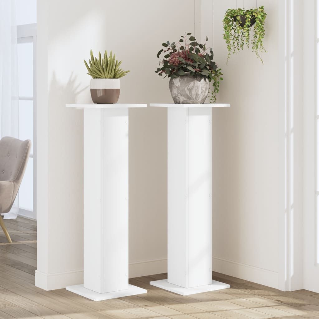 vidaXL Blumenständer Pflanzenständer 2 Stk. Weiß 30x30x95 cm Holzwerkstoff (1 St)