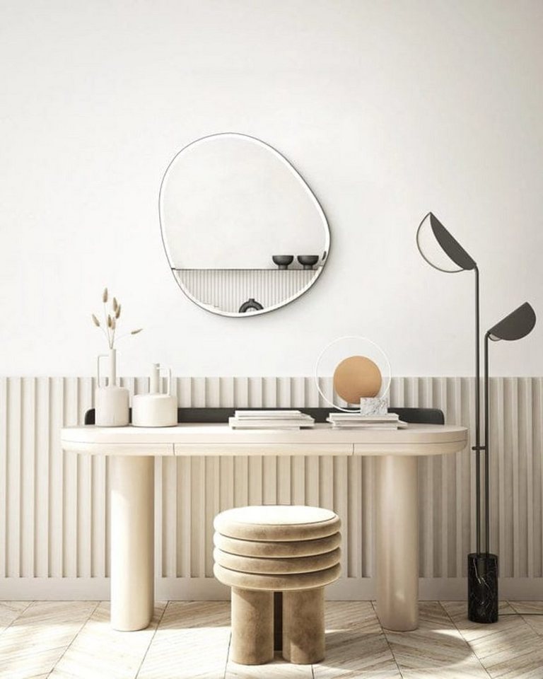 LEVOO Wandspiegel LEVOO Spiegel Loredana asymmetrischer Wandspiegel schwarz,  Designerspiegel (45 x 50 x 2,2 cm)