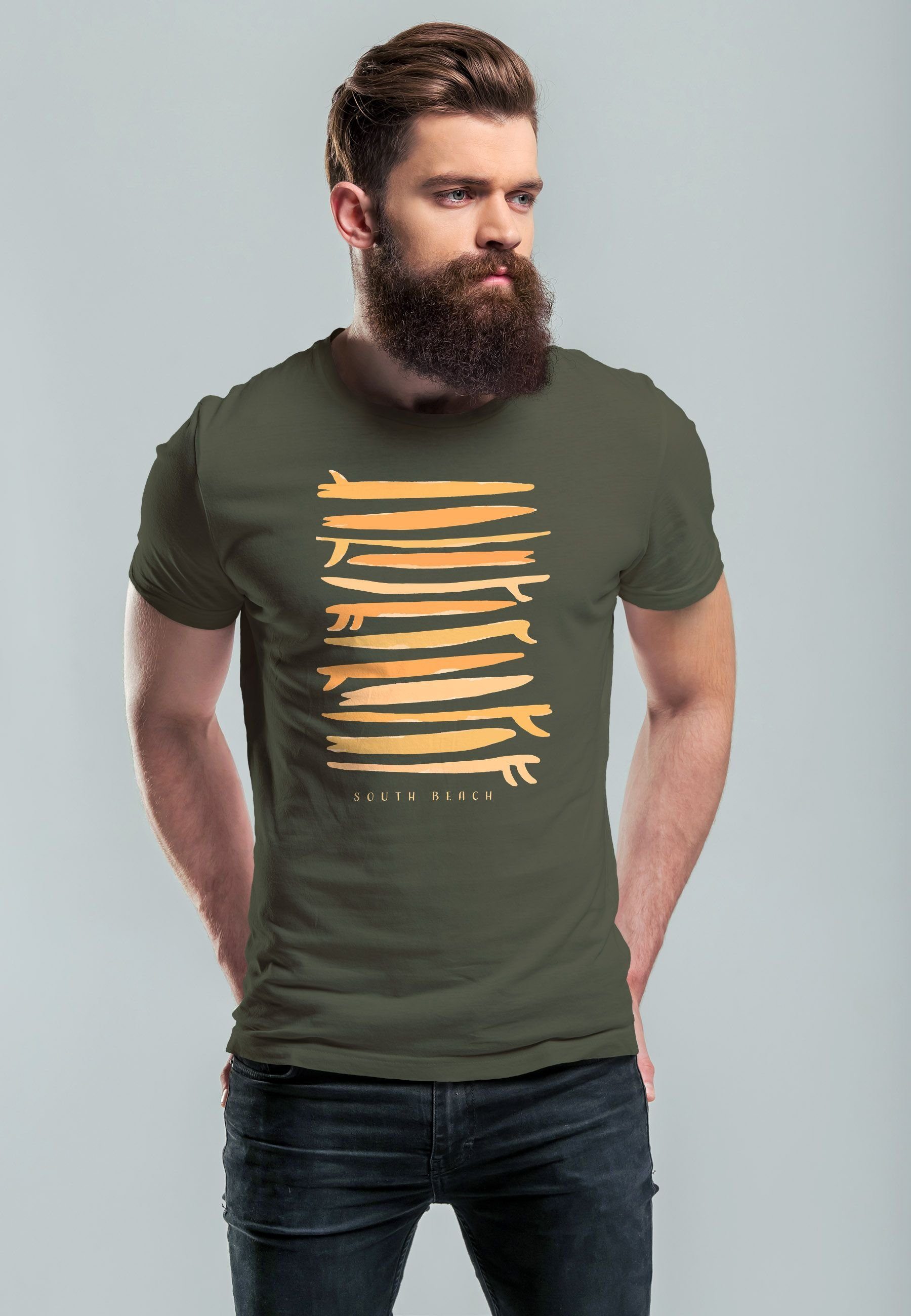Neverless Print-Shirt Herren T-Shirt Surfboards South günstig online kaufen
