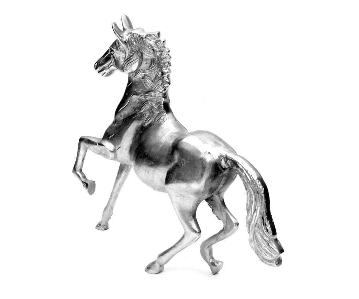 Aluminium Pferd Silber Dekofigur Pferdefigur Brillibrum Skulptur Reiten Wildpferd Dekofigur