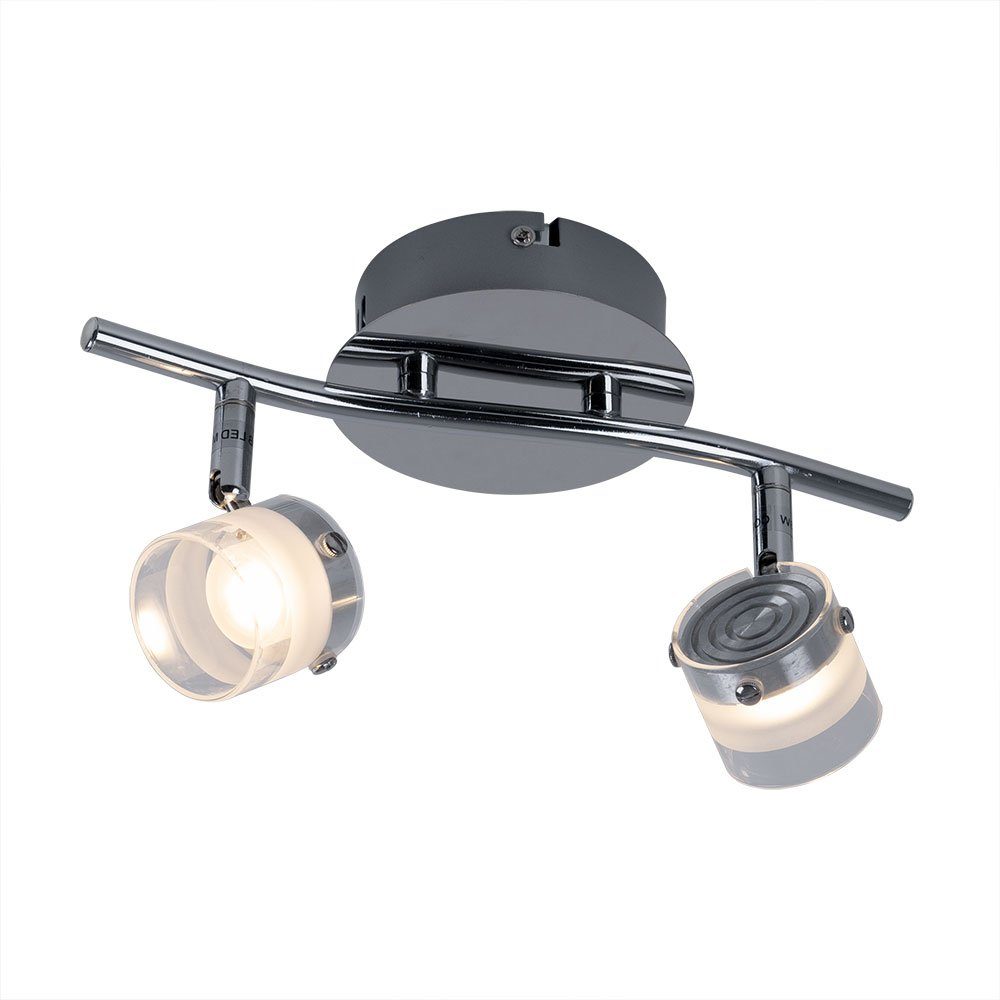 Esto LED Deckenleuchte, LED-Leuchtmittel fest verbaut, Warmweiß, Deckenlampe Deckenleuchte Spotlampe 2 flammig Spot beweglich Chrom LED