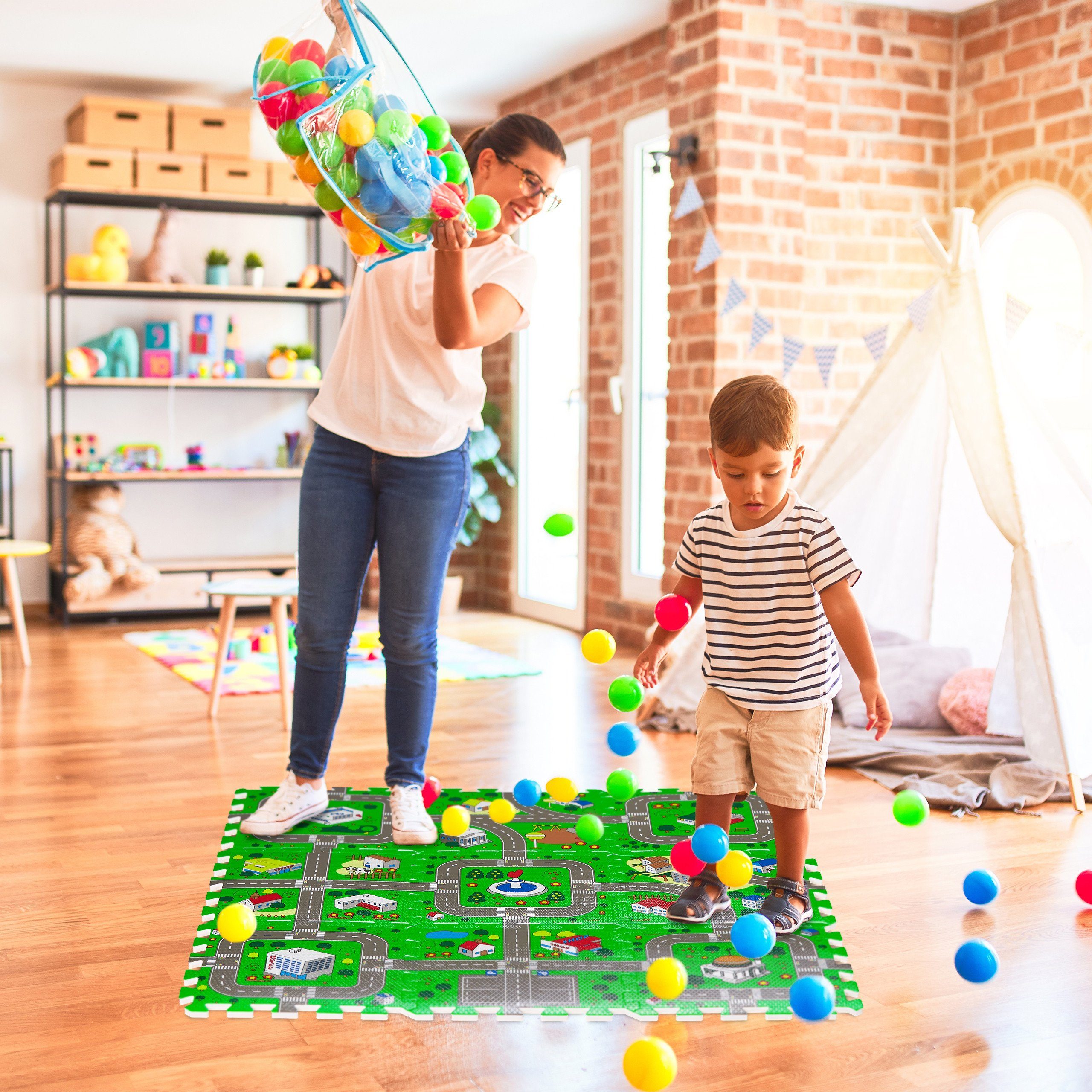 relaxdays Spielmatte Puzzlematte Straße für Kinder günstig online kaufen