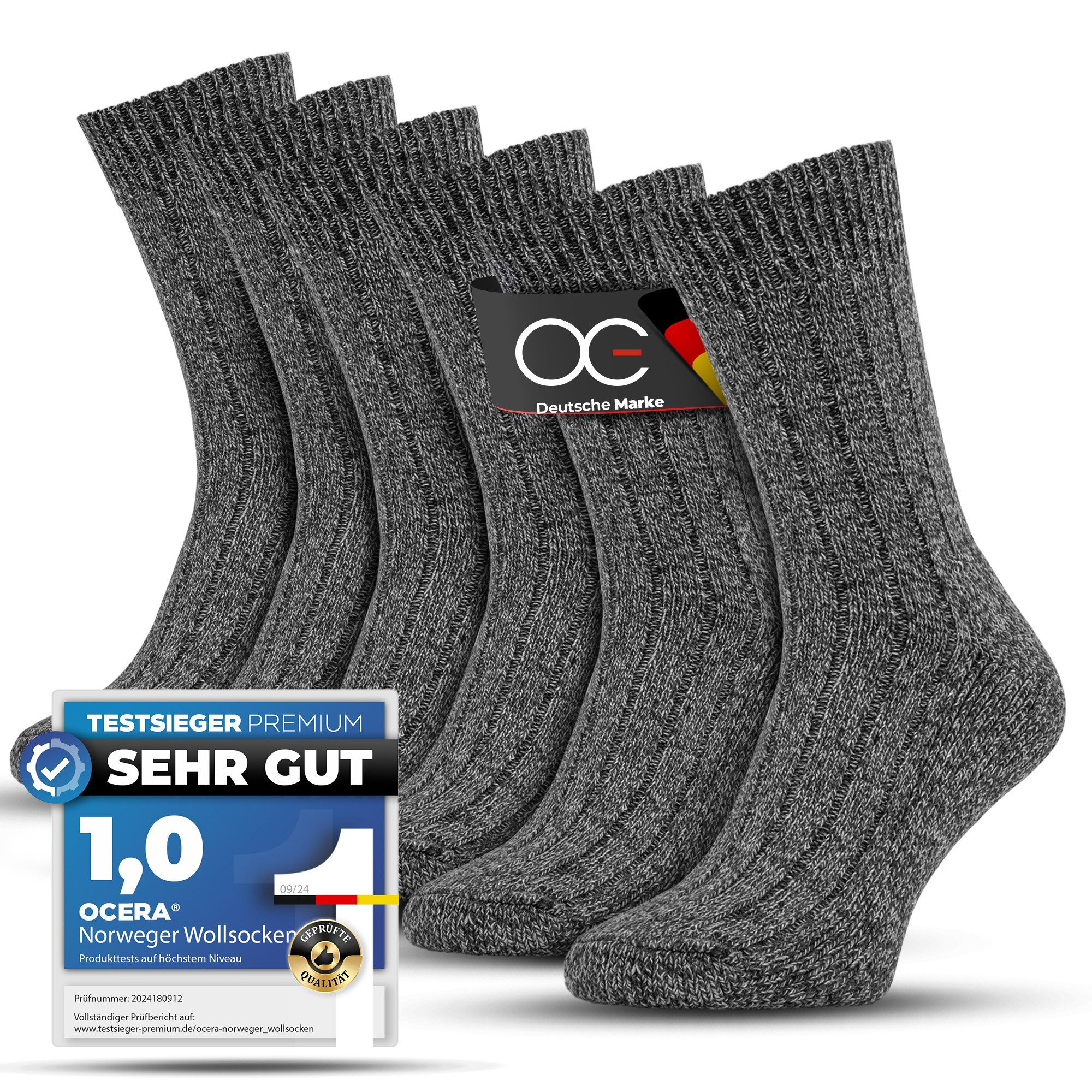 OCERA Funktionssocken OCERA 6 Paar Norweger Wollsocken in verschiedenen Farben (unisex)