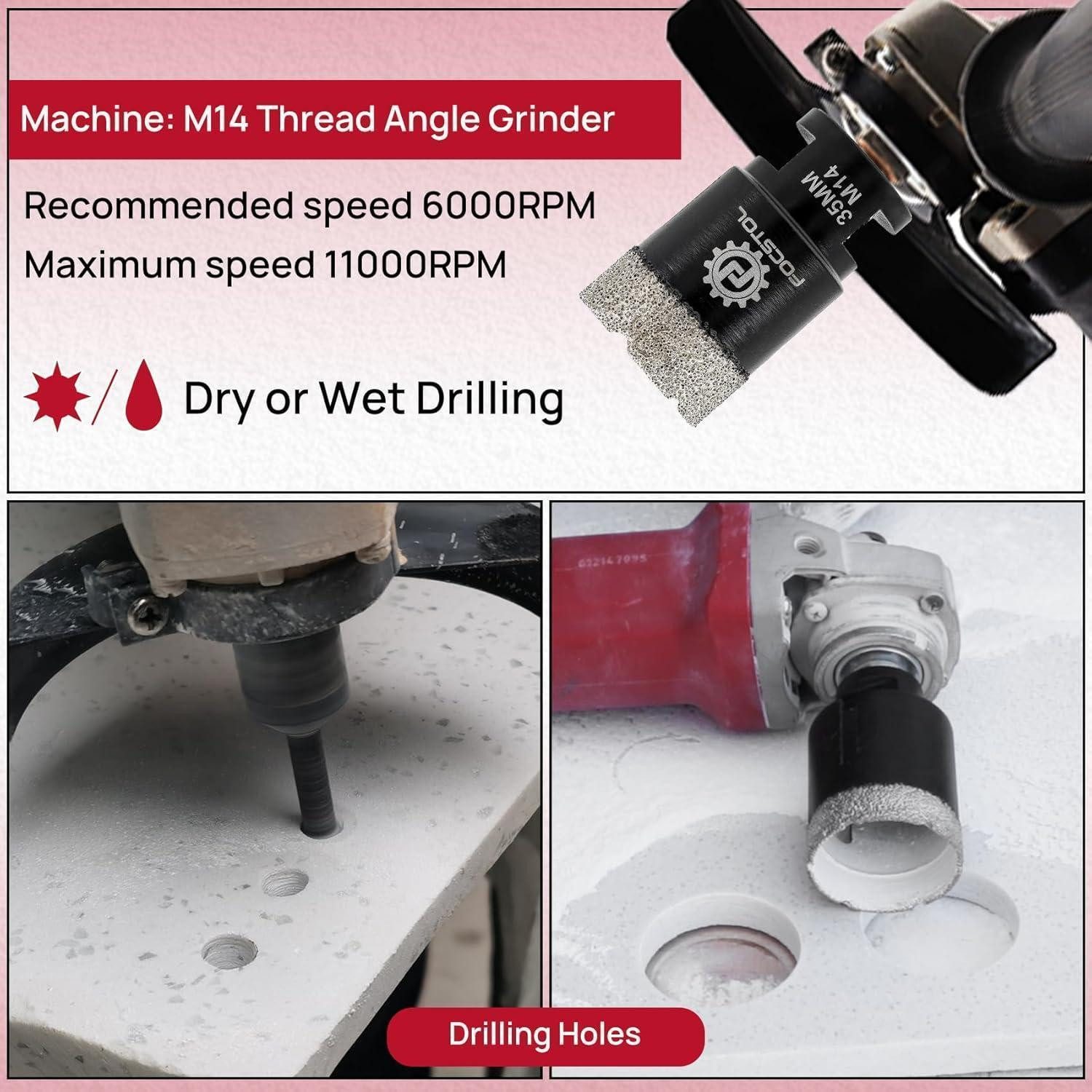 LuxusKollektion Fliesenbohrer Lochsäge Diamant Keramik Fliese Marmor Granit M14 Gewinde 40mm