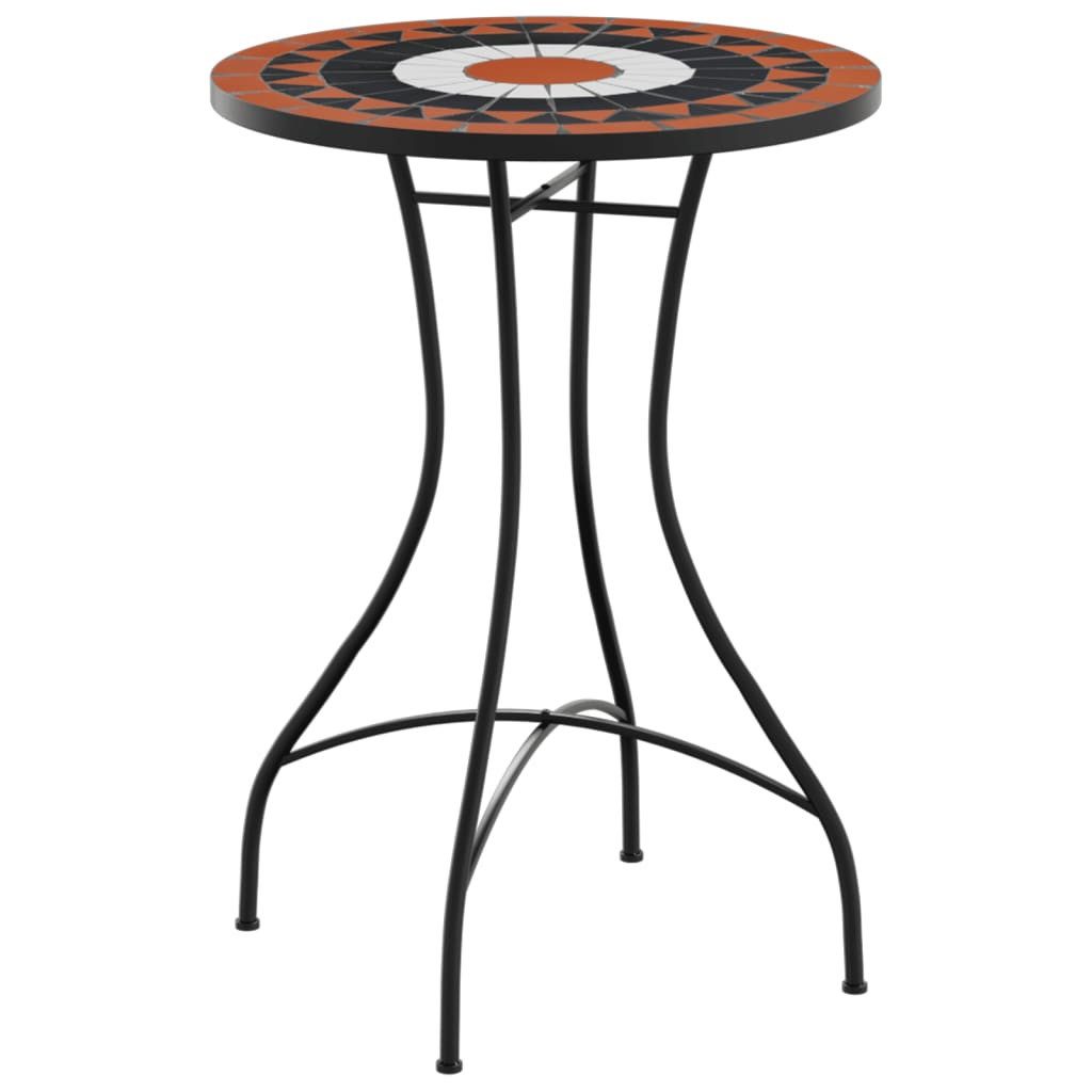 vidaXL Gartentisch 50 x 70 cm Mosaik-Bistrotisch Terrakottarot und Weiß Ø50x70 cm Keramik