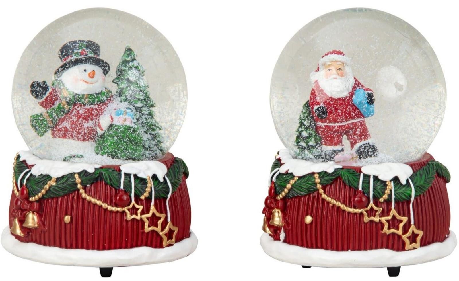Geschenkestadl Schneekugel 2er Set Schneekugeln mit Spieluhr Weihnachtsmann Schneemann (2 St)