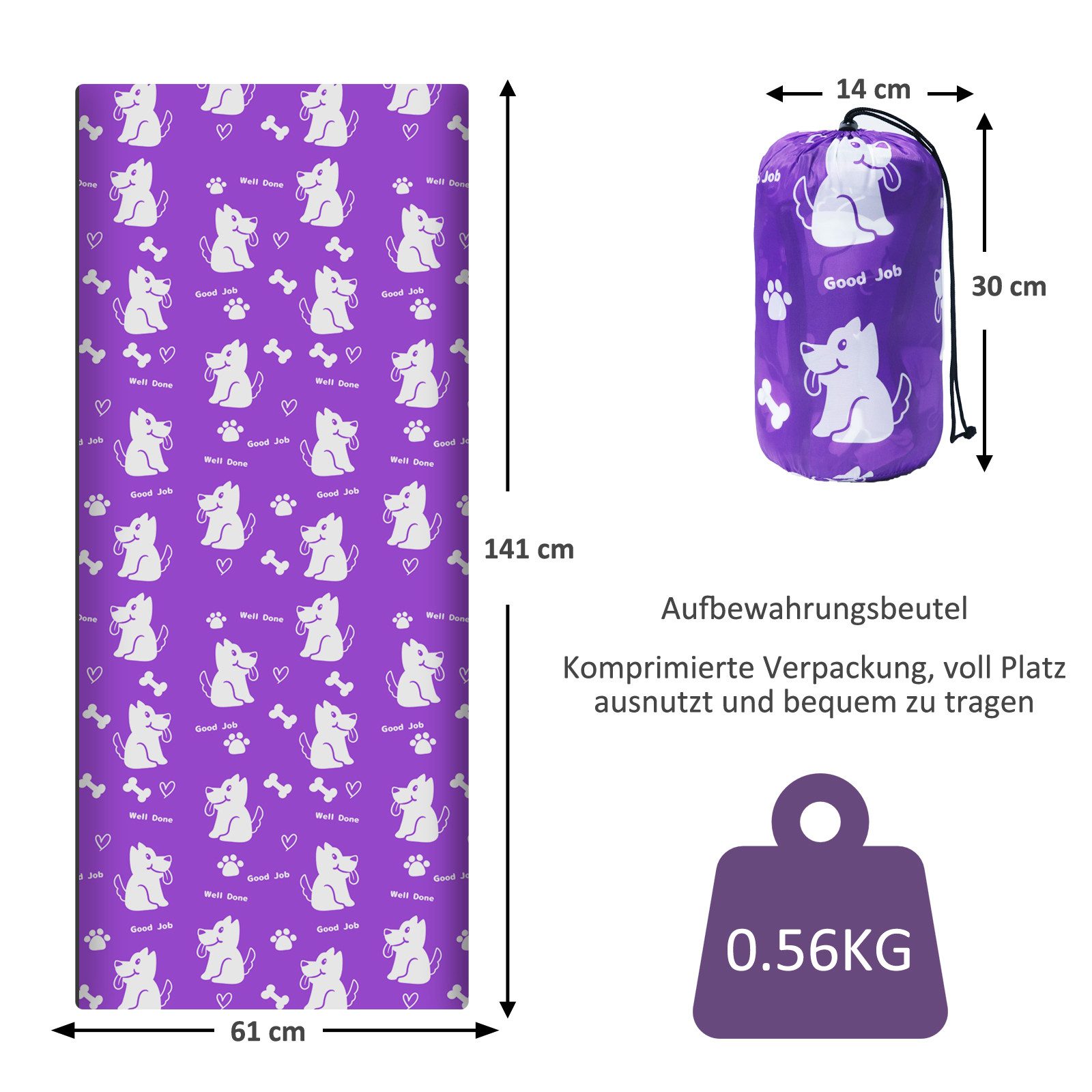 TUPHEN Kinderschlafsack Camping-Schlafsack mit Tragetasche, 61x141cm, günstig online kaufen