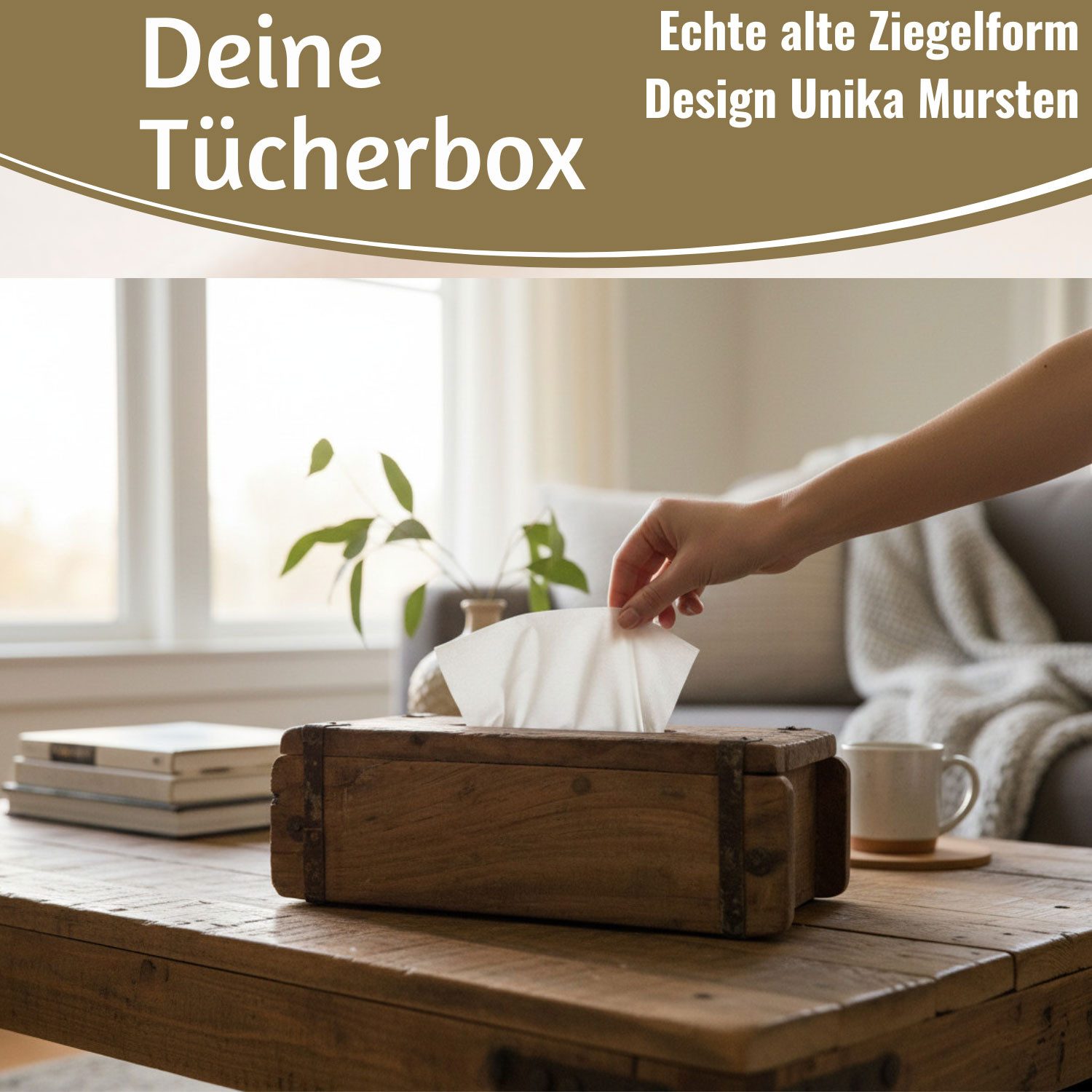 LS-LebenStil Aufbewahrungsbox Tissue-Box Holz 31cm Braun Ziegelform Kosmetiktuch-Spender Taschentuch (iB Laursen - Tücherbox Kosmetiktücher-Box Taschentuch-Spender Box Spender, 1 St., ideal auch für Kleenex Feuchttücher feuchtes Toilettenpapier)