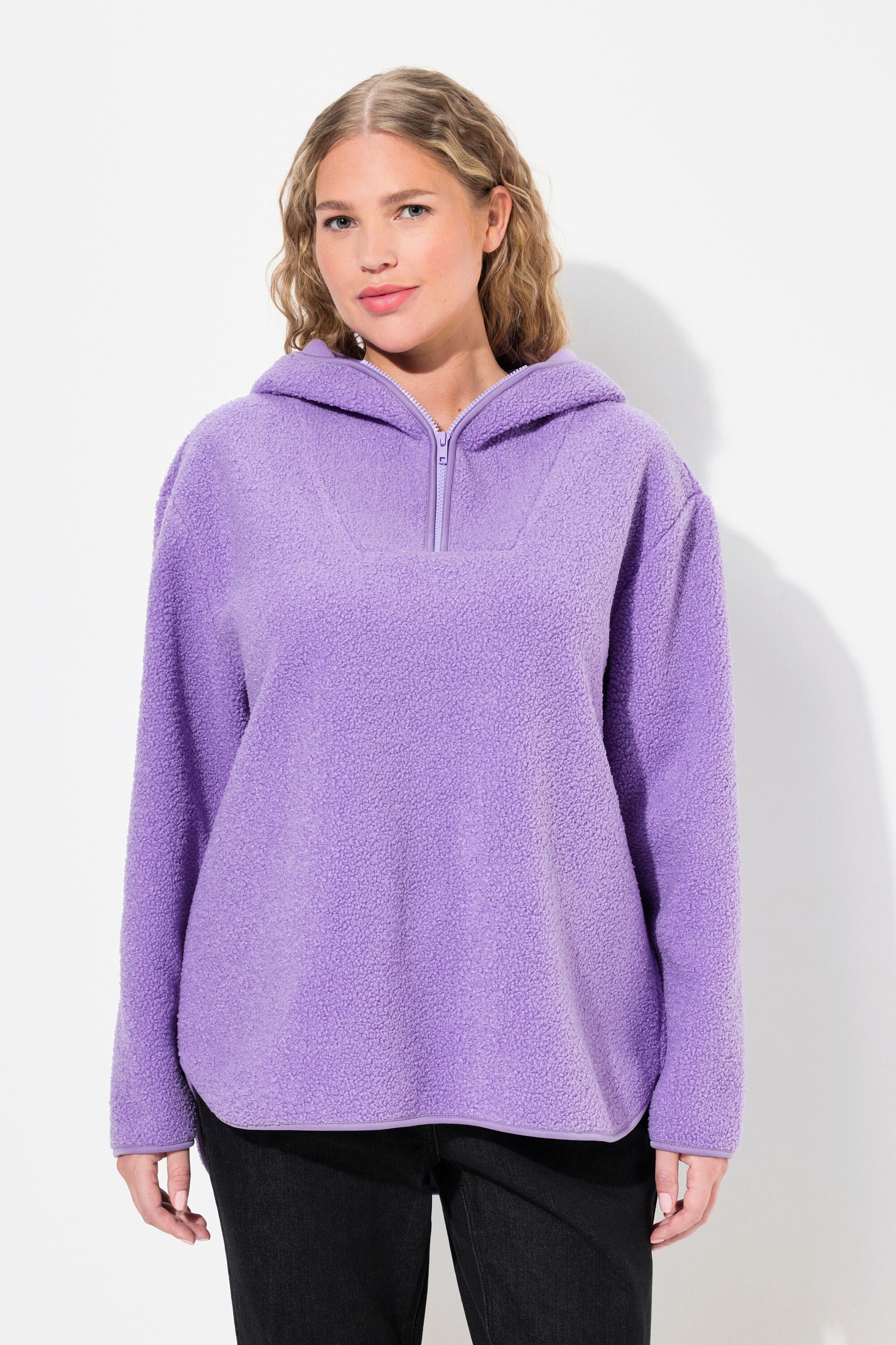 Ulla Popken Hoodie Teddypullover Plüsch Kapuze günstig online kaufen