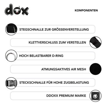 DDOXX Hunde-Geschirr Hundegeschirr Air Mesh Step-In, verstellbar, gepolstert, Schwarz S - 2,0 X 45-63 Cm