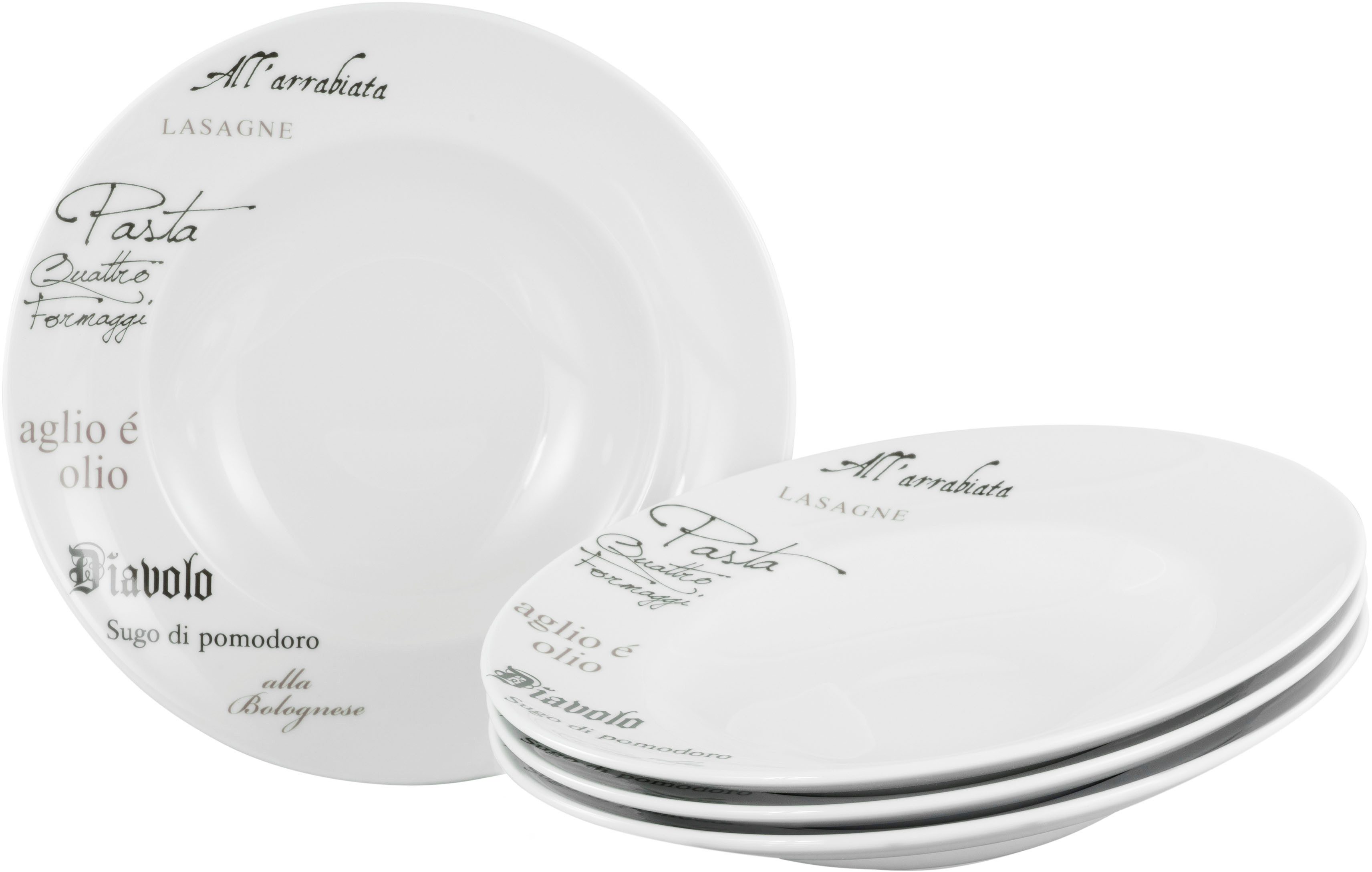CreaTable Pastateller Europa Gustoso, Pastateller 27 cm 4-tlg, (4 St), Teller Set, Vielseitig einsetzbar, Dezente Dekoranlage