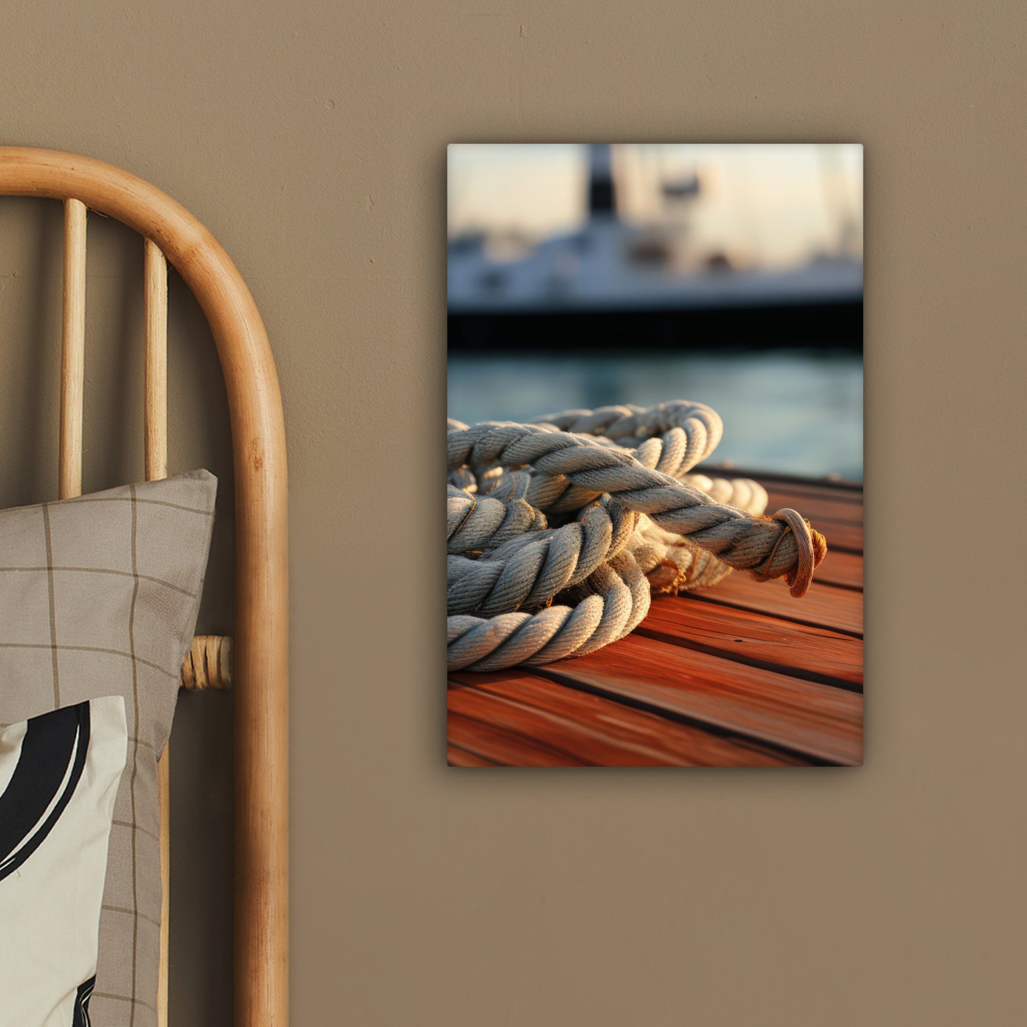 OneMillionCanvasses® Leinwandbild Seil - Boot - Maritim - Holz - Hafen, Fotodruck (1 St), Leinwand Canvas Wandbild, Wanddekoration 20x30 cm – Bild 4 von 5