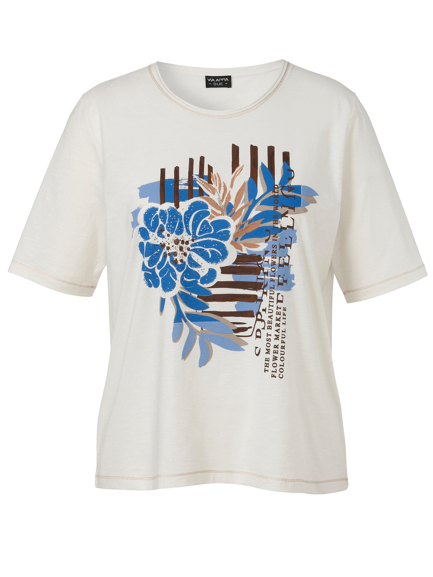 VIA APPIA DUE Shirtbluse T-Shirt Rundhals 1/2 Arm Motiv