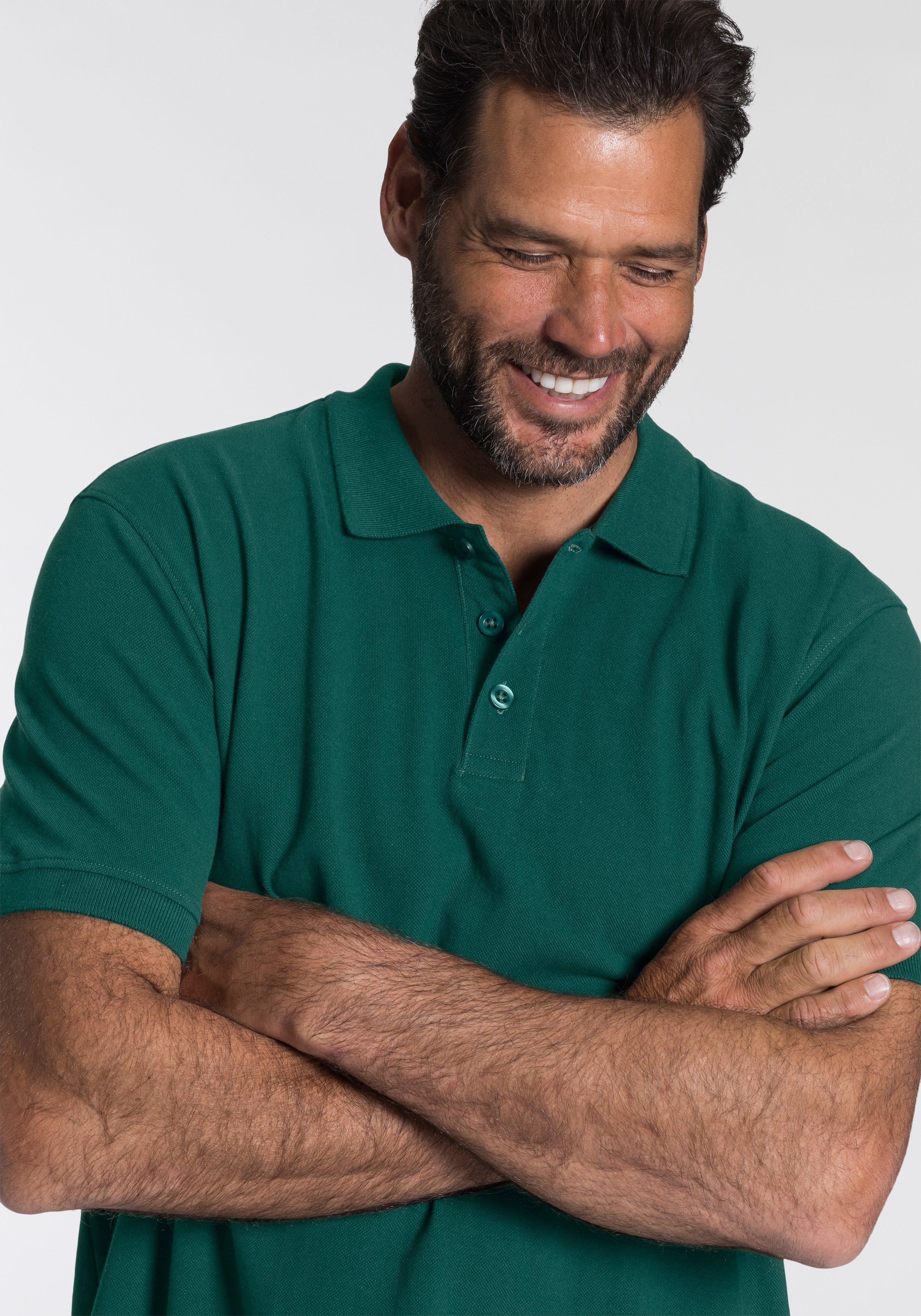Man's Poloshirt Piqué World dunkelgrün