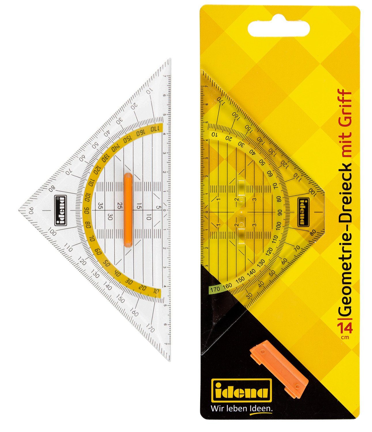 Idena Geodreieck Idena 602403 - Geometriedreieck mit Griff, 14 cm, transparent