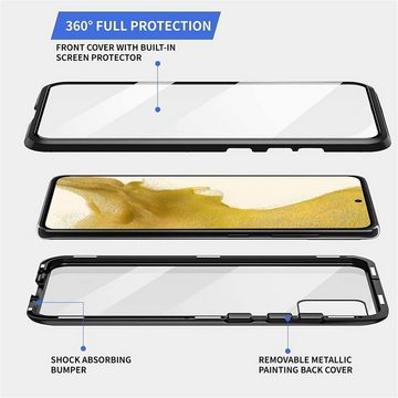 CoolGadget Handyhülle Metall Magnet Handy Case für Samsung Galaxy S23 Ultra 6,8 Zoll, Hülle 360 Grad Schutz Cover Gehärtetes Glas für Samsung S23 Ultra 5G