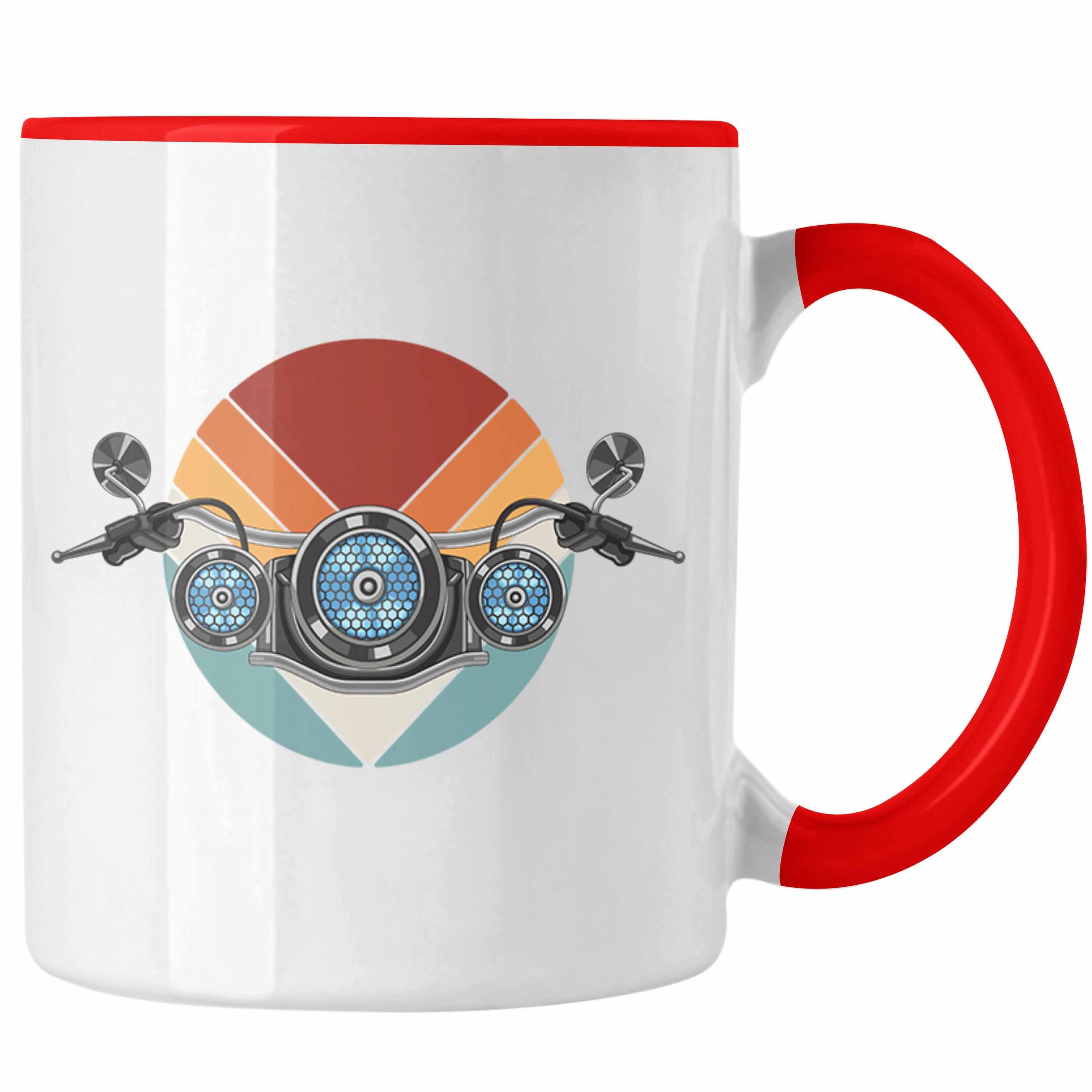 Trendation Tasse Trendation - Retro Tasse Geschenk Motorrad-Fahrer Geschenk Spruch Männer Rot