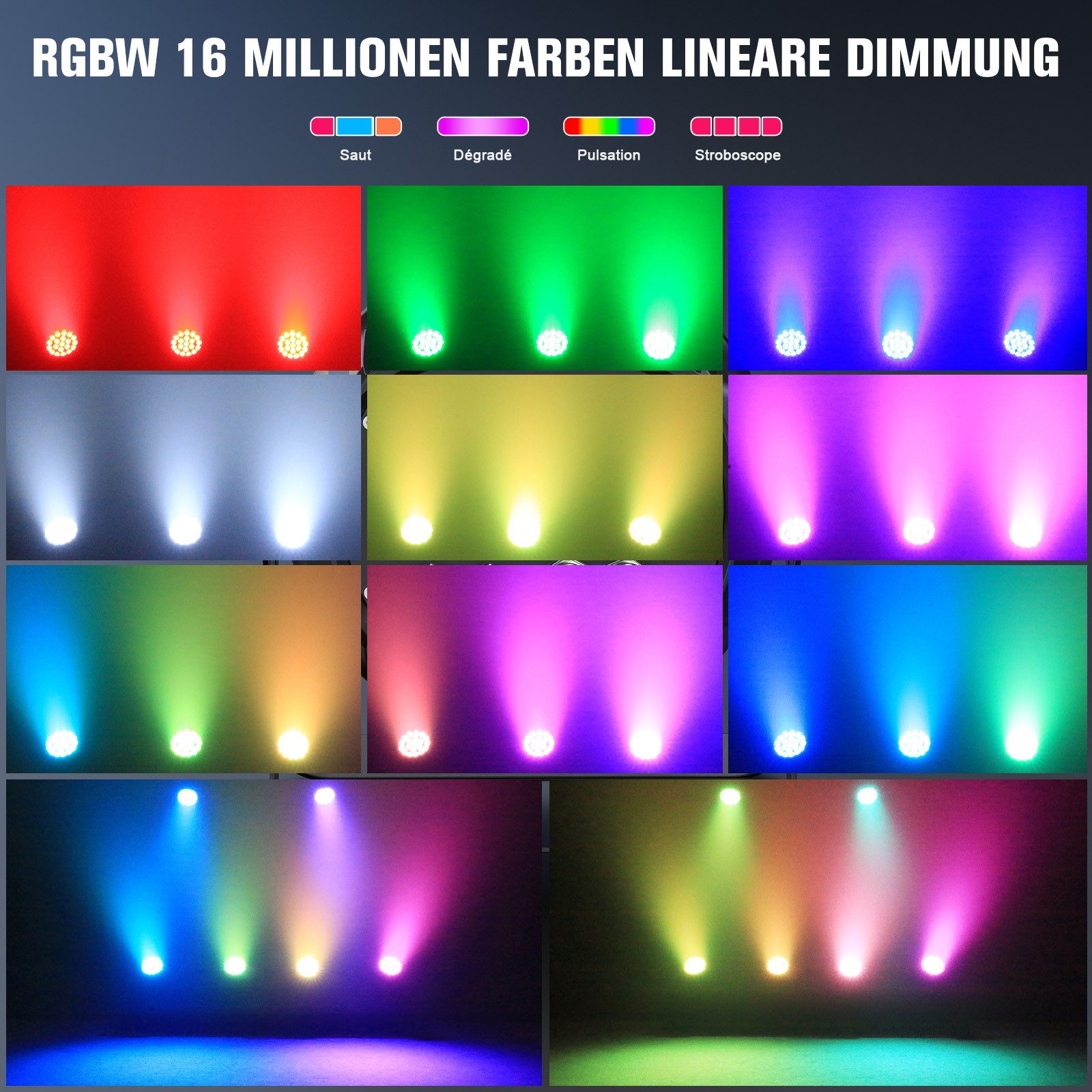 ZonQoonz Discolicht 300W IP65 wasserdichter 20-PCS-RGBW-4-in-1-LED-Bühnen-PAR-Scheinwerfer