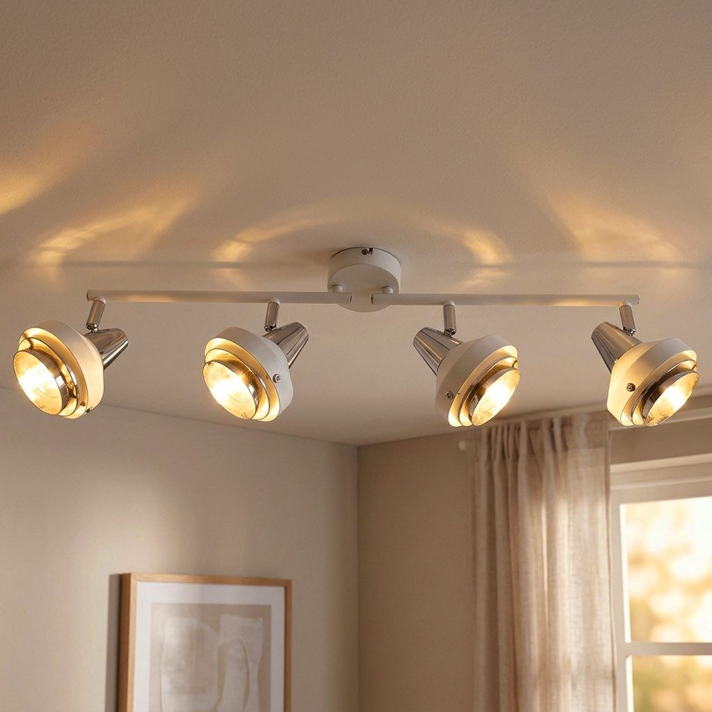 GLOBO LIGHTING Deckenleuchte, Leuchtmittel nicht inklusive, Deckenlampe Spotleiste Deckenleuchte verstellbar chrom weiß L 60,5 cm