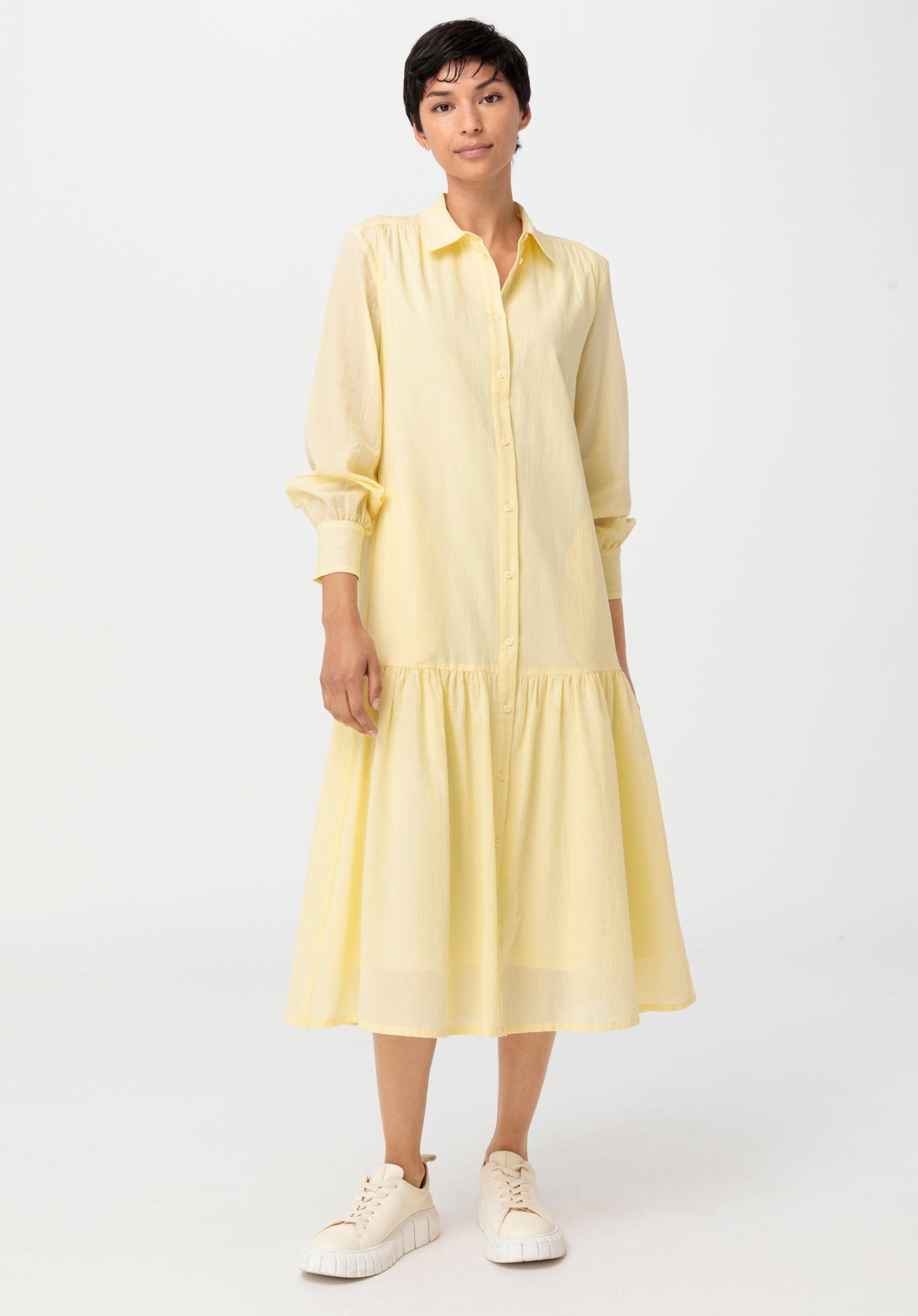 Hessnatur A-Linien-Kleid aus reiner Bio-Baumwolle (1-tlg) strohgelb