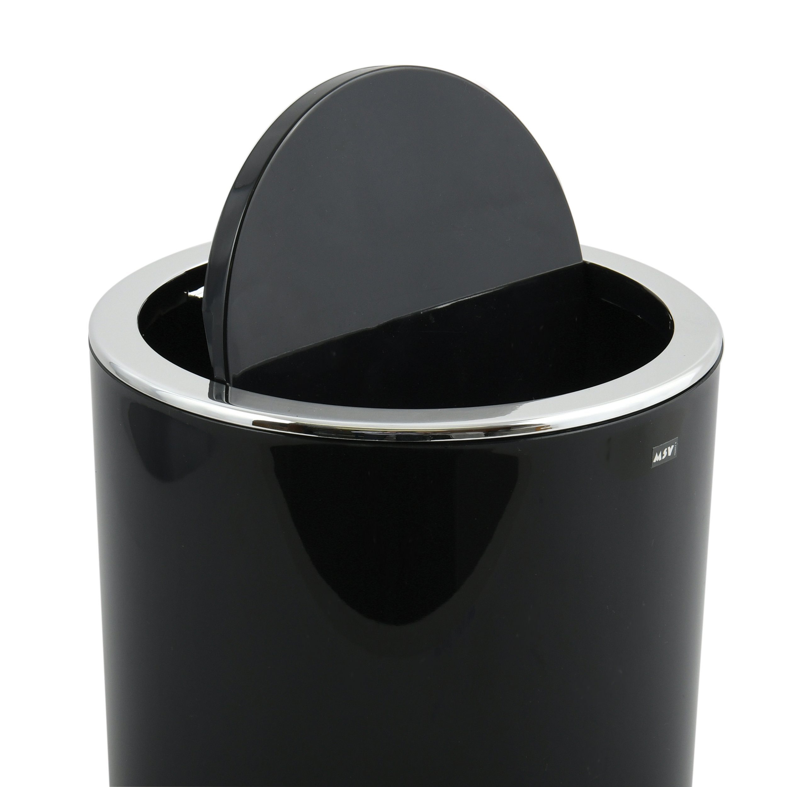 MSV Kosmetikeimer KAMAKA, eleganter Abfalleimer mit Schwingdeckel, für Küche, Bad, Büro, in angesagten Trendfarben, 6 L, schwarz