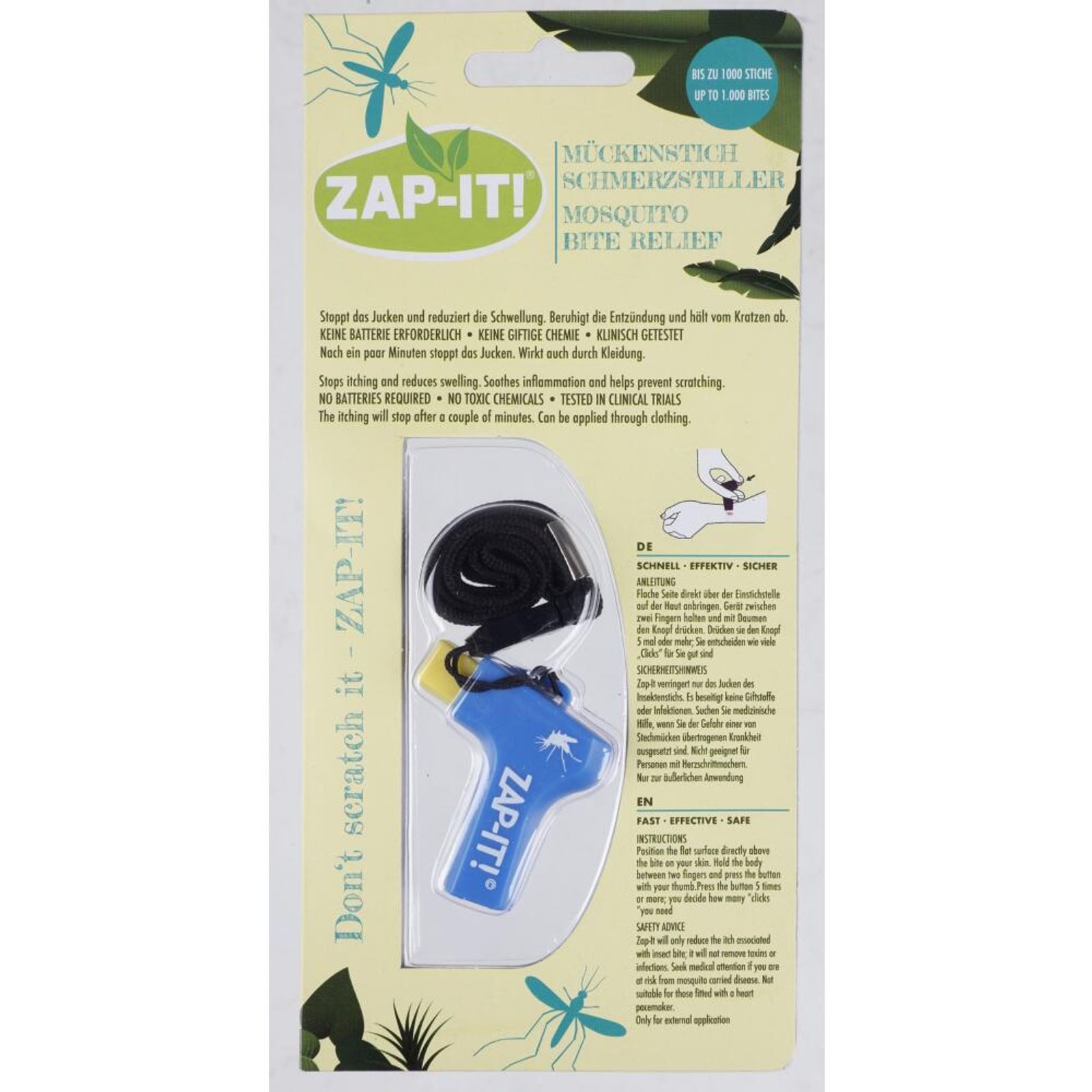 BURI Moskitonetz Zap-It No Scratch Stichheiler gegen Mückenstiche Schmerz Juckreiz