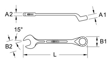 KS Tools Maulschlüssel, Ringmaulschlüssel, gekröpft, 24 mm
