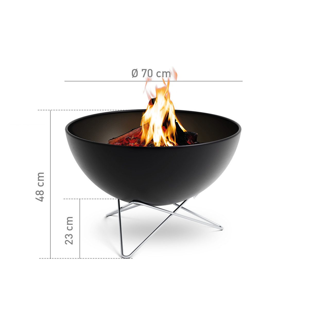 höfats Feuerkorb BOWL 57, 70 Feuerschale, (kippbarer Feuerkorb, Stahl emailliert, raucharme Feuerstelle mit Plancha Grillplatte und Grillrost nutzbar), langlebiges Produkt