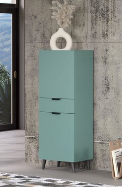 trendteam Midischrank Melton (Kommode in Dust Blue, 2-türig, 49 x 140 cm) trendiges Design-Möbel