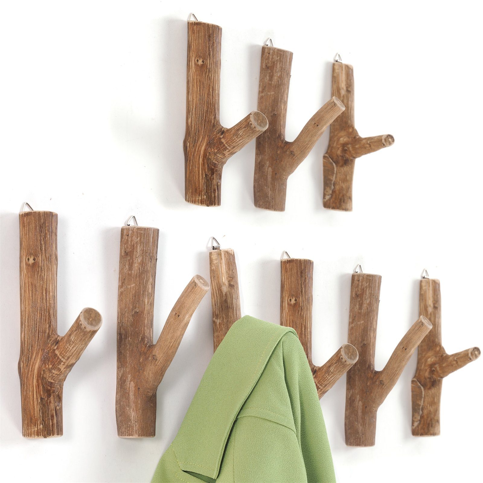 DESIGN DELIGHTS Wandgarderobe Garderobenhaken 9er Set LIMB, Holz massivholz günstig online kaufen