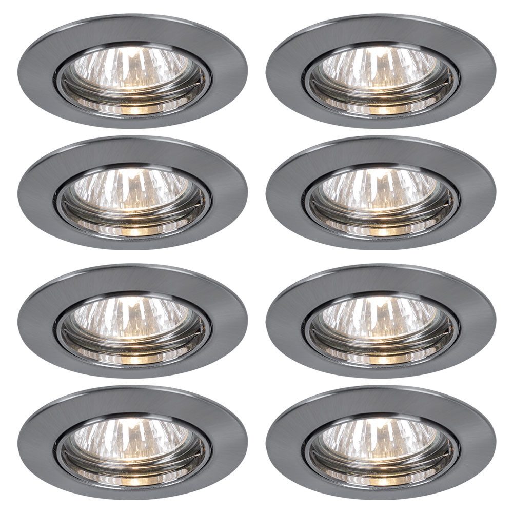etc-shop LED Einbaustrahler, Leuchtmittel nicht inklusive, 8er Set Einbau Leuchten Strahler Spots ALU Ess Zimmer Beleuchtung