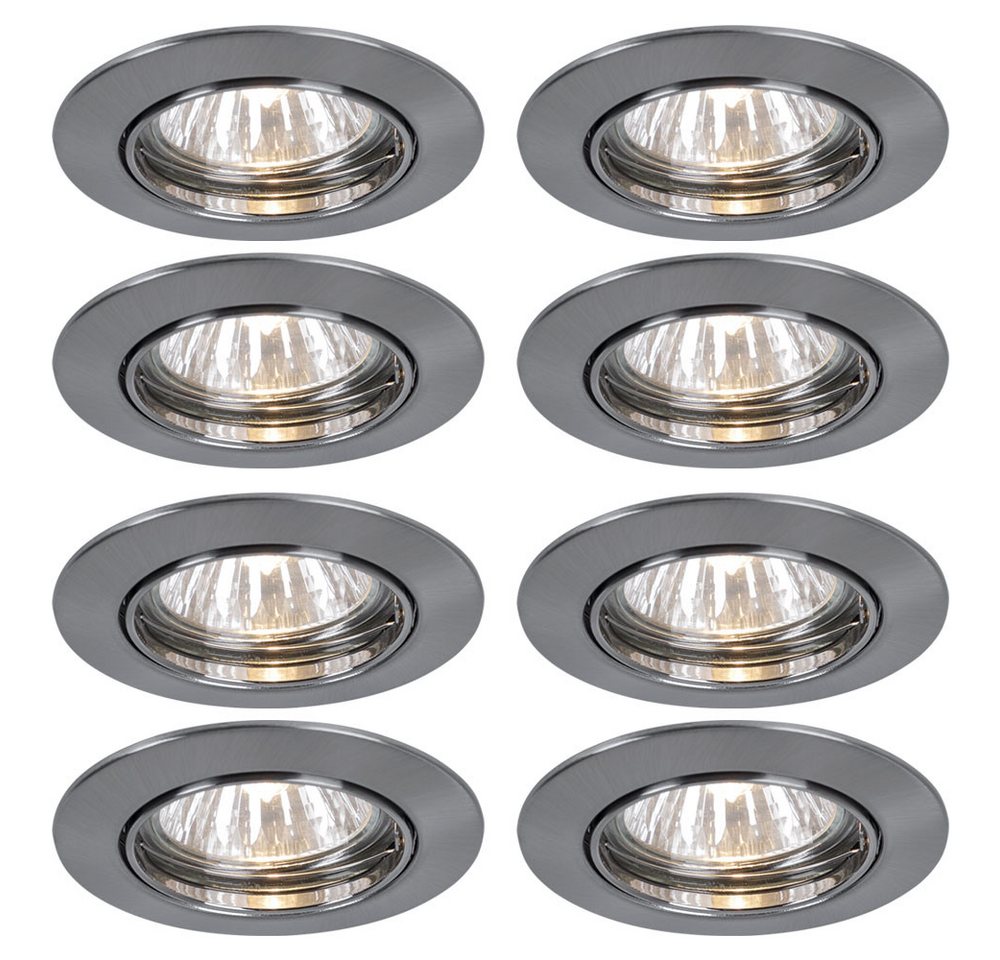 etc-shop LED Einbaustrahler, Leuchtmittel nicht inklusive, 8er Set Einbau Leuchten Strahler Spots ALU Ess Zimmer Beleuchtung