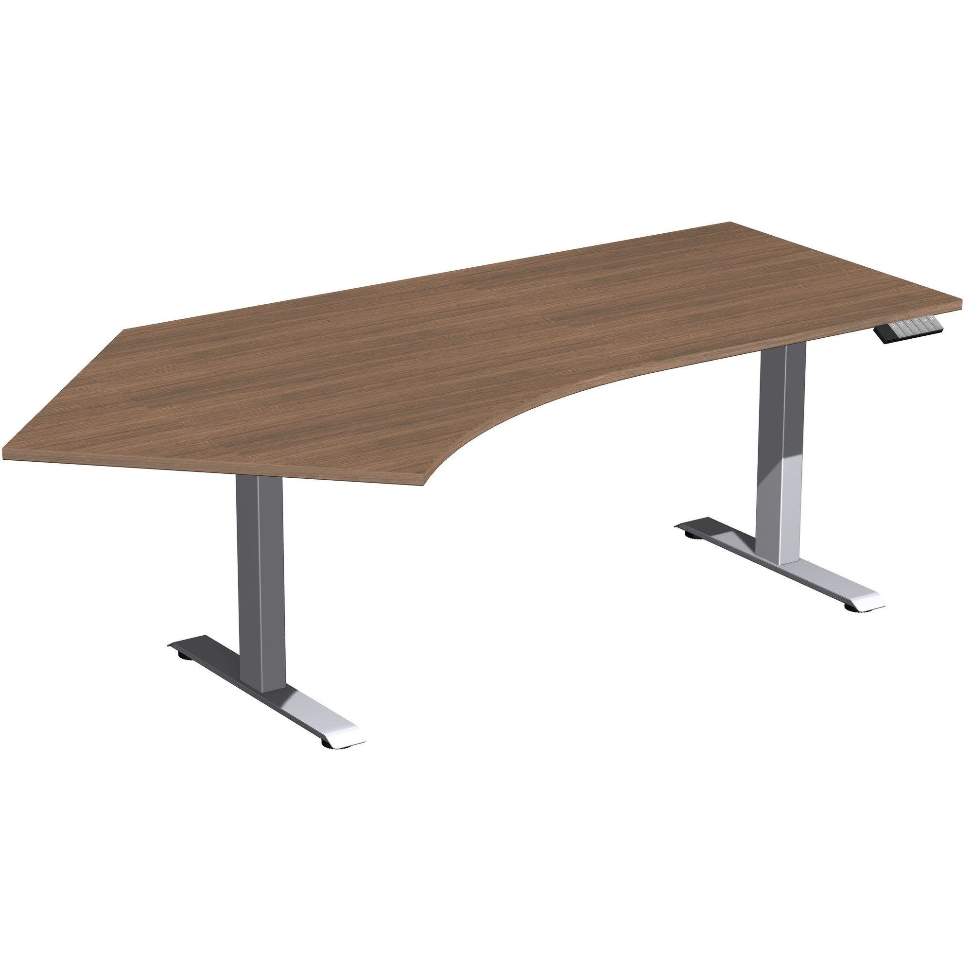 geramöbel Schreibtisch Tisch Elevate Basic 135 violett 2166x1130x730-1230mm silber/nußbaum