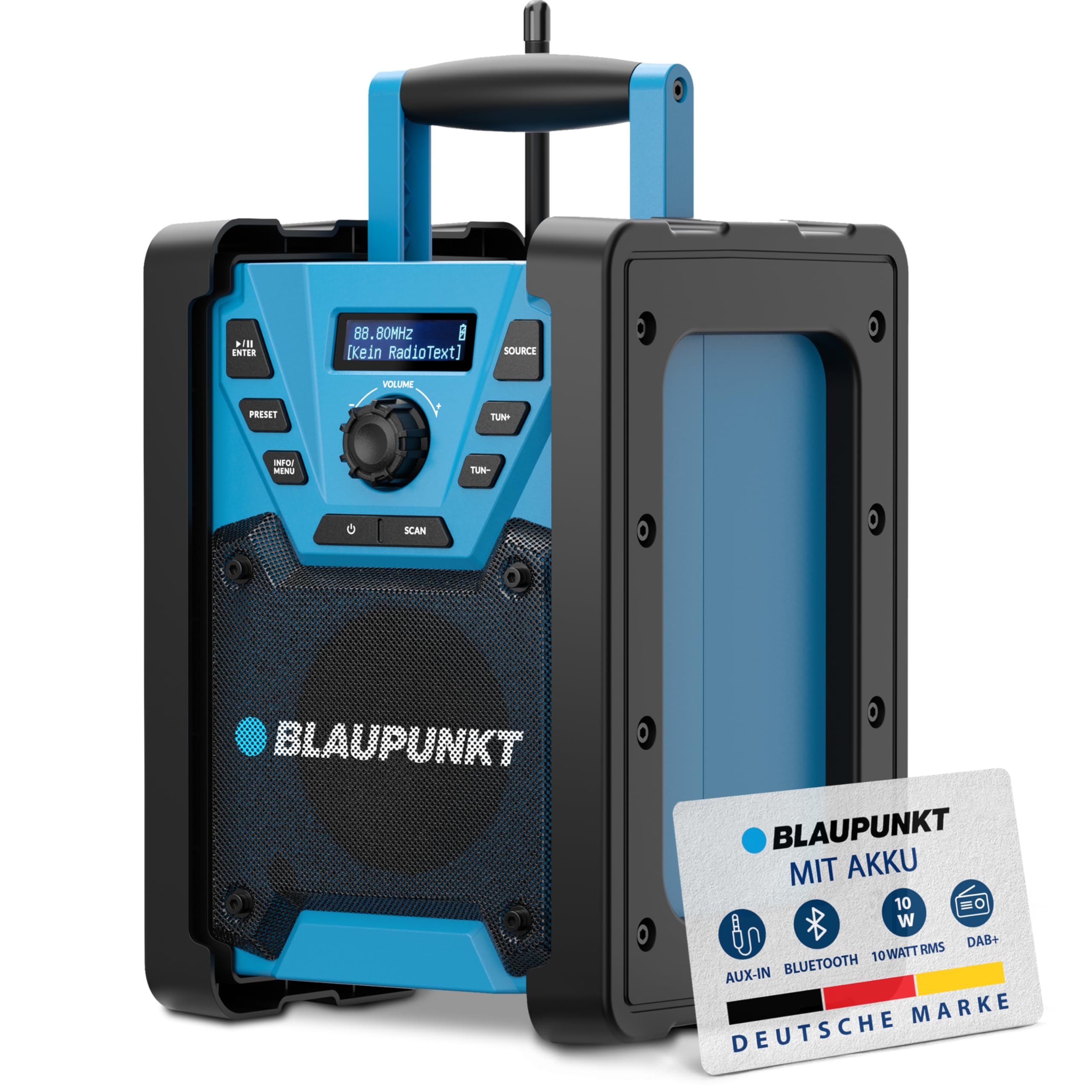 Blaupunkt BSR 300 Baustellenradio (Robustes Baustellenradio mit DAB+, Bluetooth, Akku, IP45)