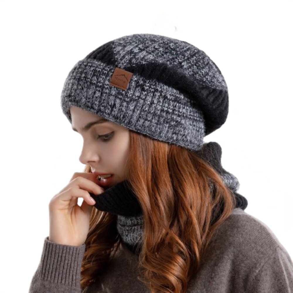 Blusmart Mütze & Schal Damen-Wintermütze mit Nackenband, 2-teilig (Warm und winddicht, Gehörschutz) Passend zu vielen Winteroutfits