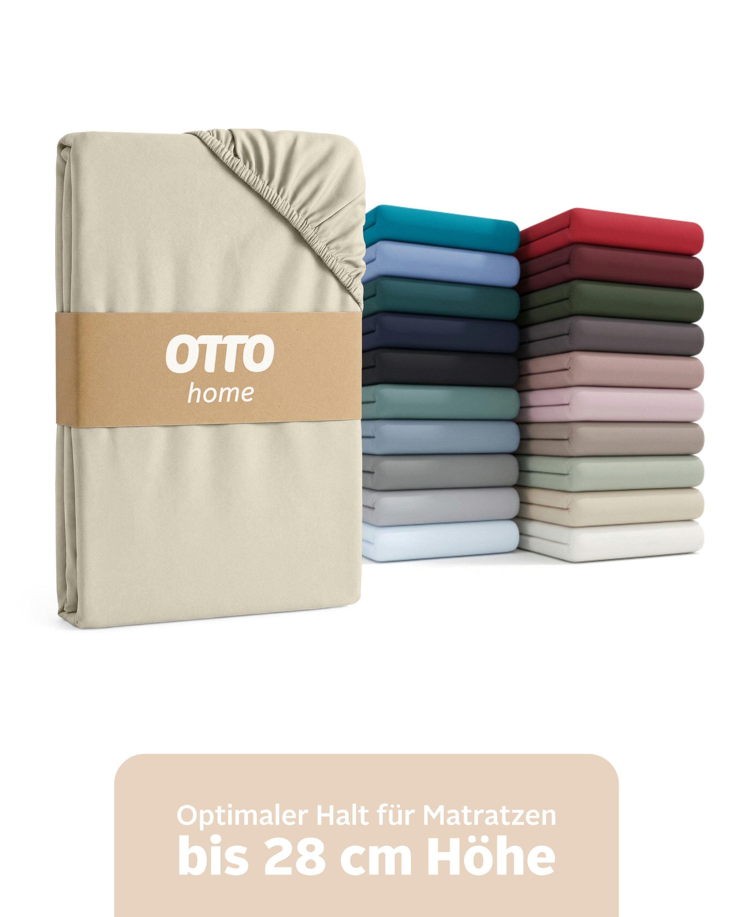 OTTO home Spannbettlaken BLACKBERRY in PREMIUM und BASIC Qualität, 100% Baumwolle, Jersey (160 g/m), Gummizug: rundum, (1 Stück), für hohe Matratzen bis 28 cm, Bettlaken, Spannbetttuch, Boxspring