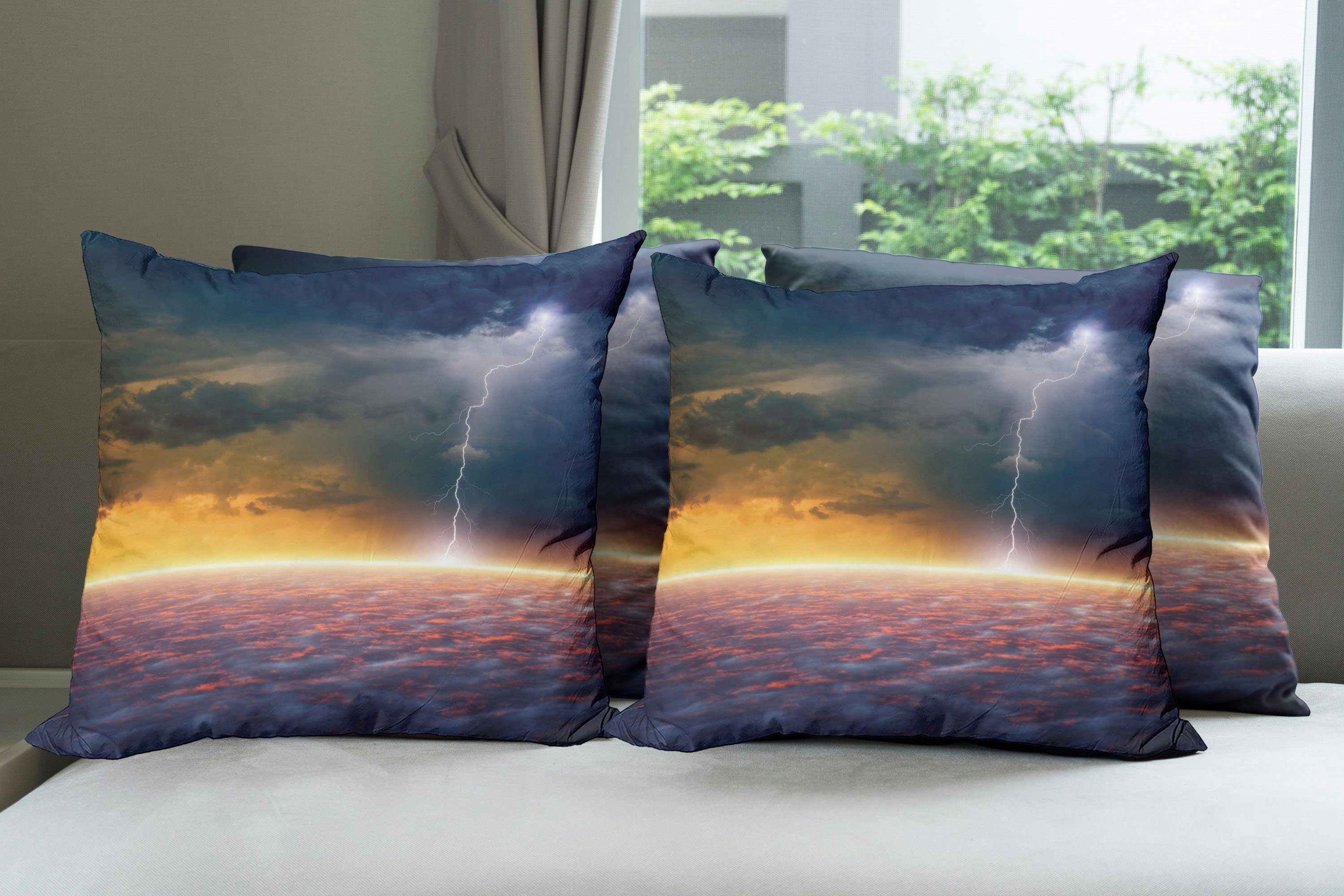 Kissenbezüge Modern Digitaldruck, Stück), (4 Apokalyptische Doppelseitiger Sky Accent Abakuhaus View Landschaft