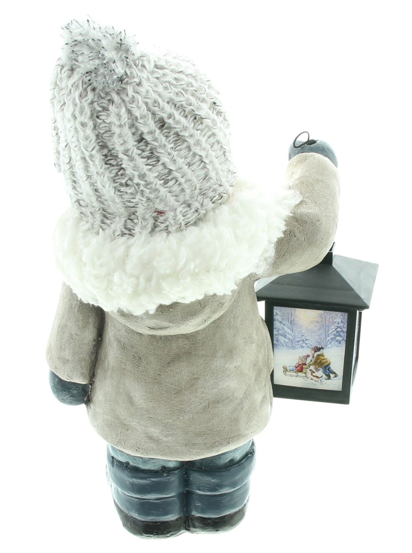 Dekoleidenschaft LED-Dekofigur "Junge" mit LED Laterne, 31 cm hoch, winterliche Leuchtdeko, leuchtende Winterdeko für Innen, festliche Indoor Dekoration