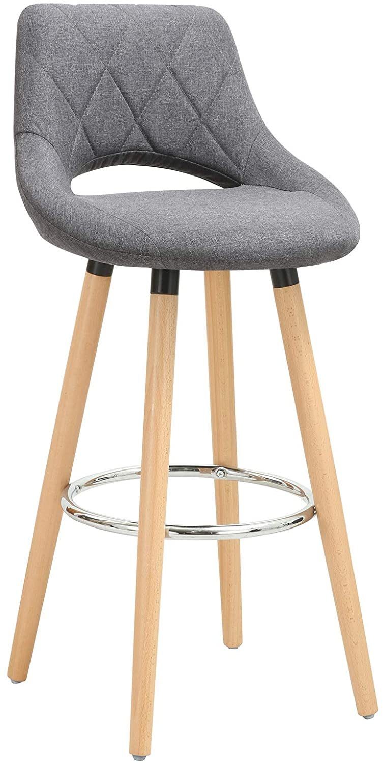 Woltu Barhocker (1 St), Barstuhl aus Leinen Holzgestell mit Lehne +  Fußstütze Design Stuhl Küchenstuhl Optimal Komfort Dunkelgrau online kaufen  | OTTO