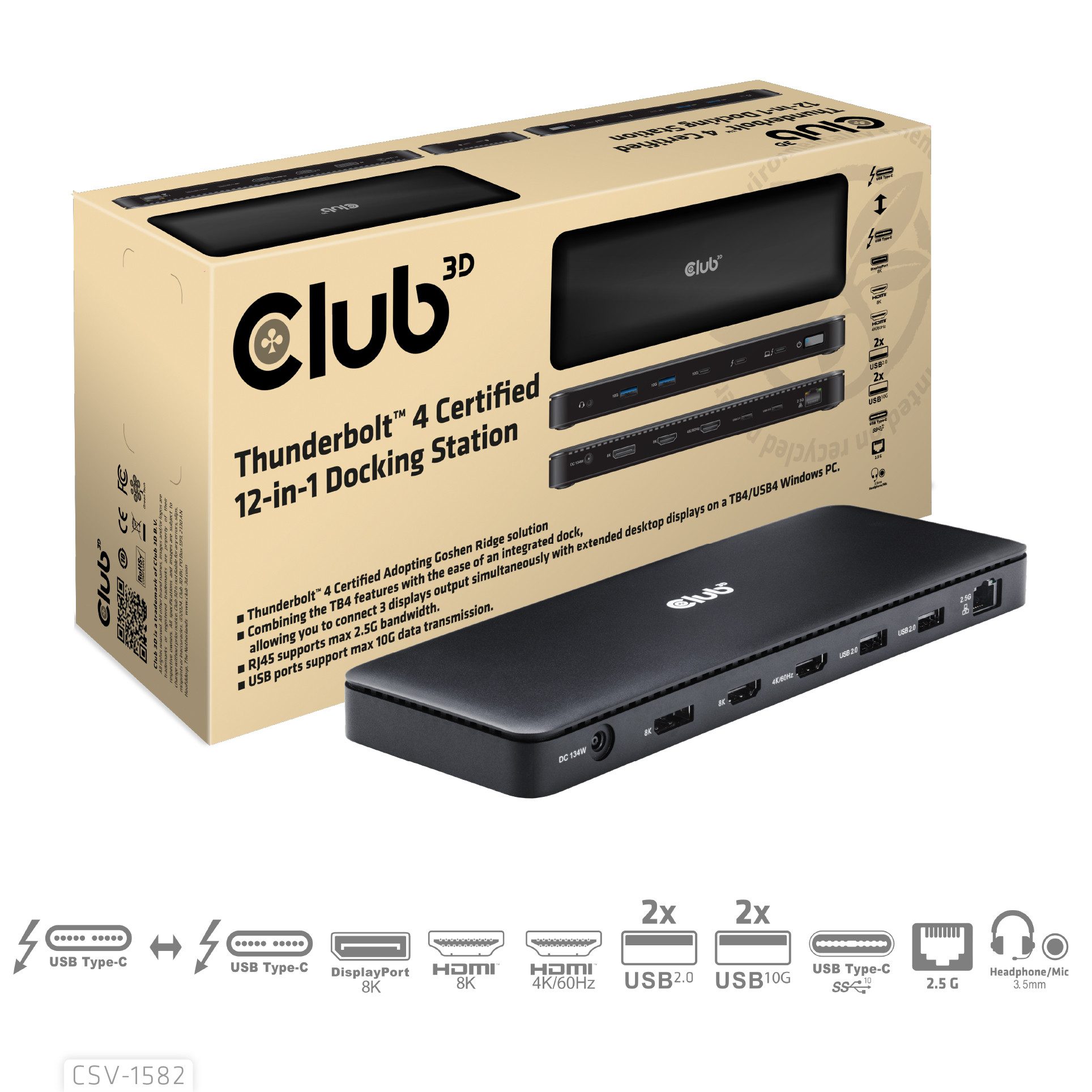 CLUB3D Laptop-Dockingstation CLUB3D Thunderbolt 4 Certified 11-in-1 Handy-Dockingstation Univers...