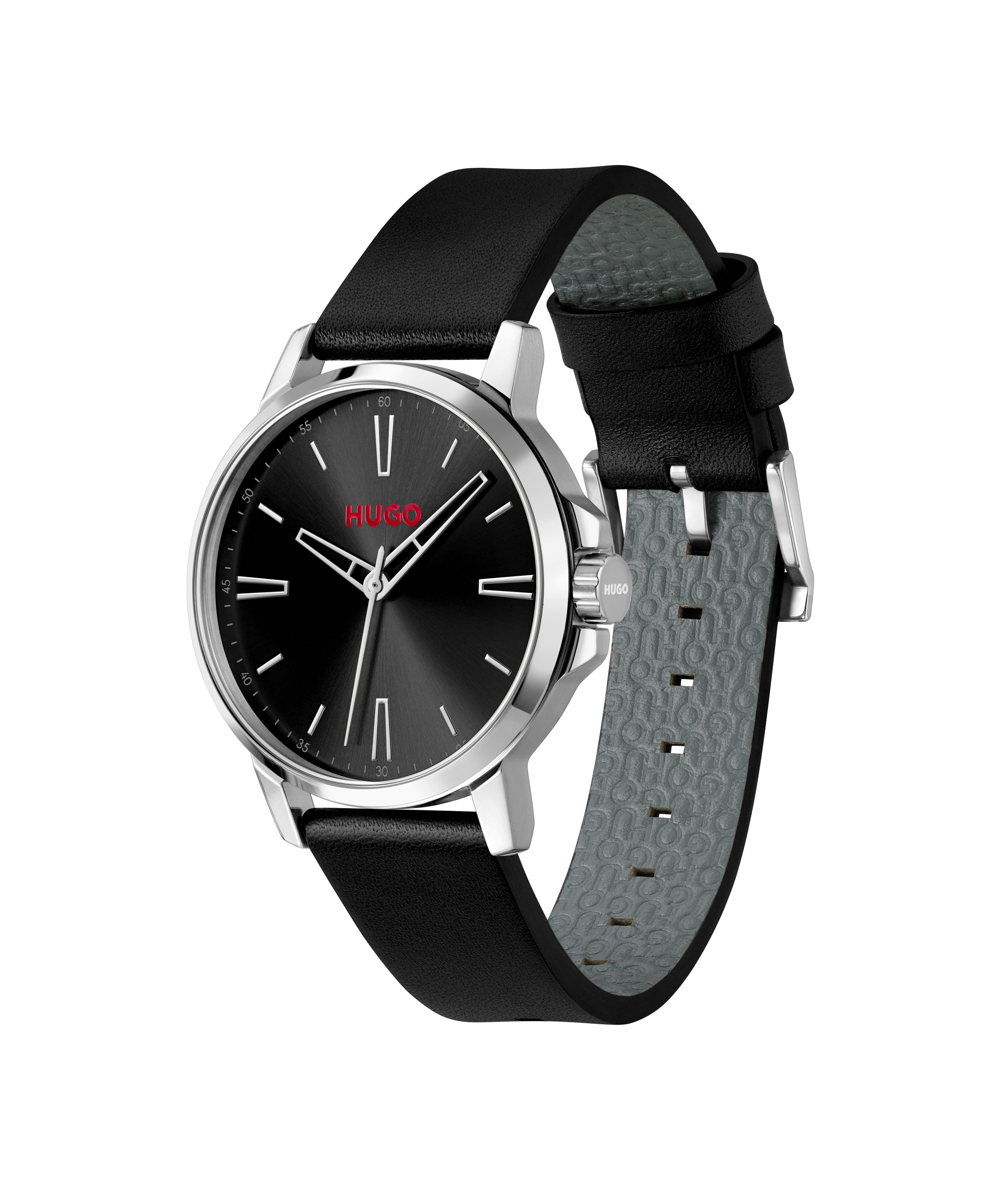 HUGO Quarzuhr #SMOOTH 1530417, Armbanduhr, Herrenuhr, Lederarmband, analog günstig online kaufen