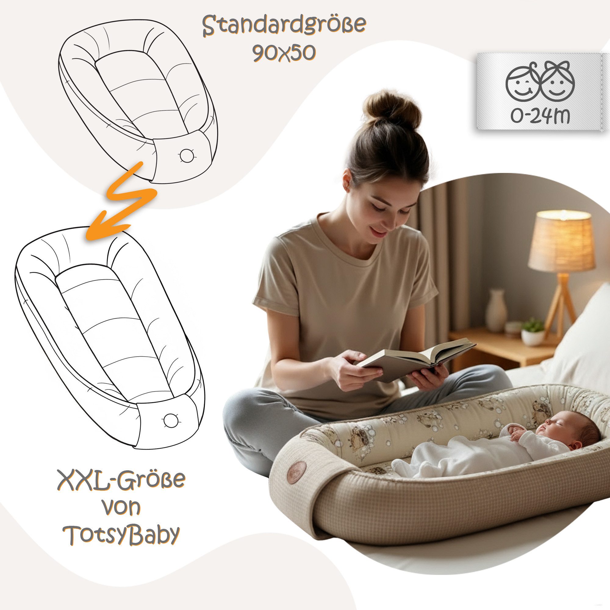 Totsy Baby Nestchenschlange Babynest Neugeborene Nestchen Baby - Kokon Handmade