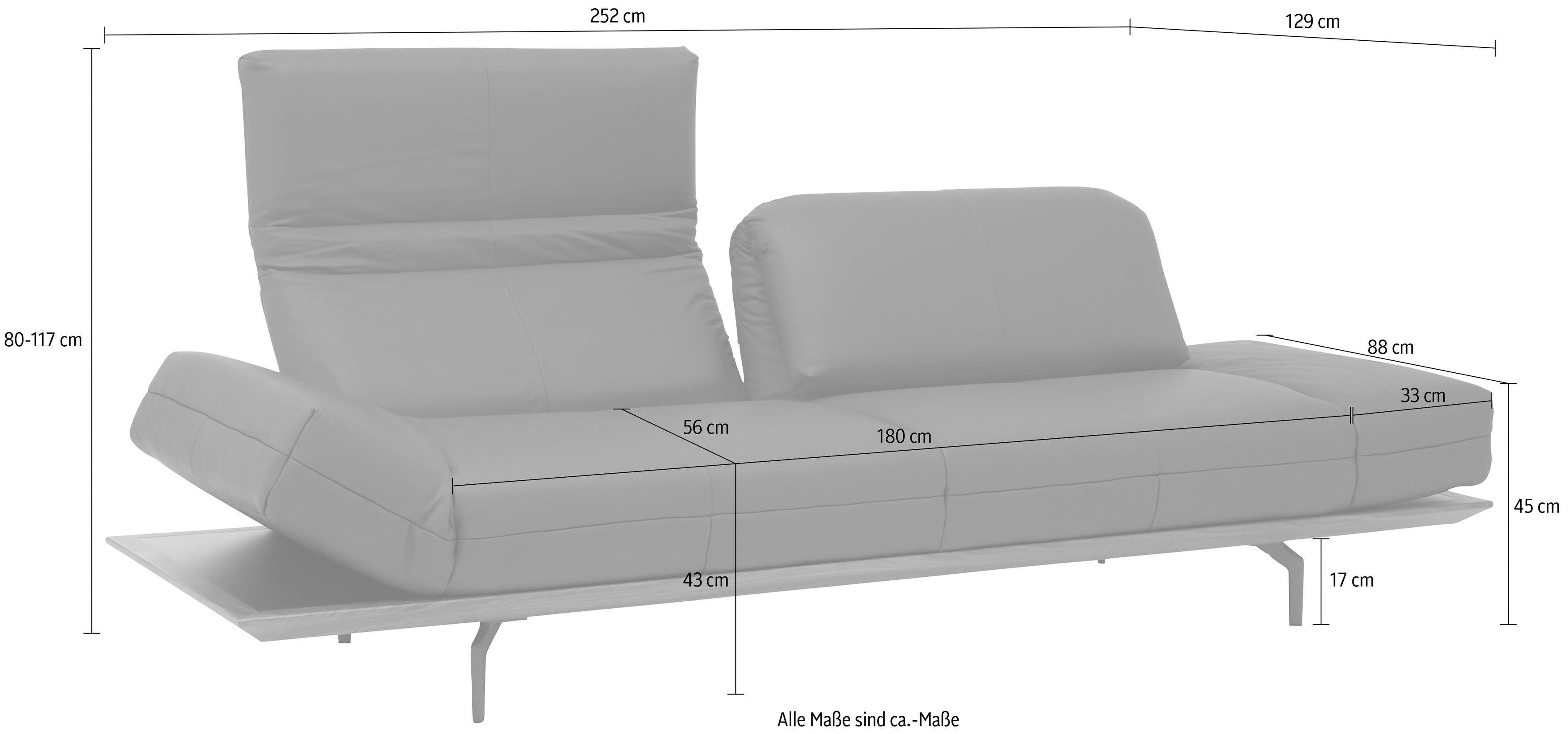 2 Qualitäten, sofa cm hs.420, Natur oder Holzrahmen in in 252 Nußbaum, Eiche 4-Sitzer hülsta Breite