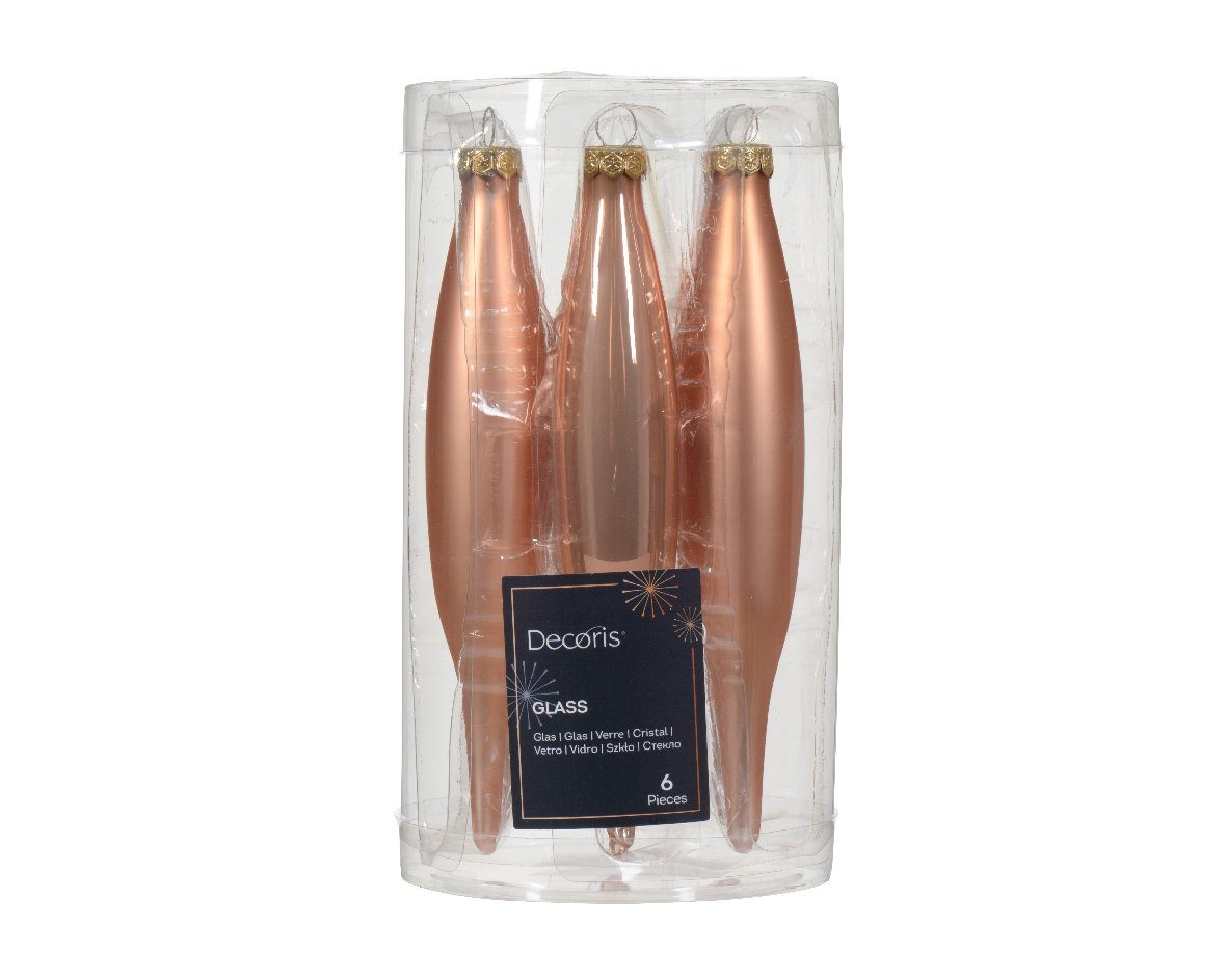 Kaemingk Christbaumschmuck, Christbaumschmuck Eiszapfen 15cm Glas 6er Set - Prickelndrosa