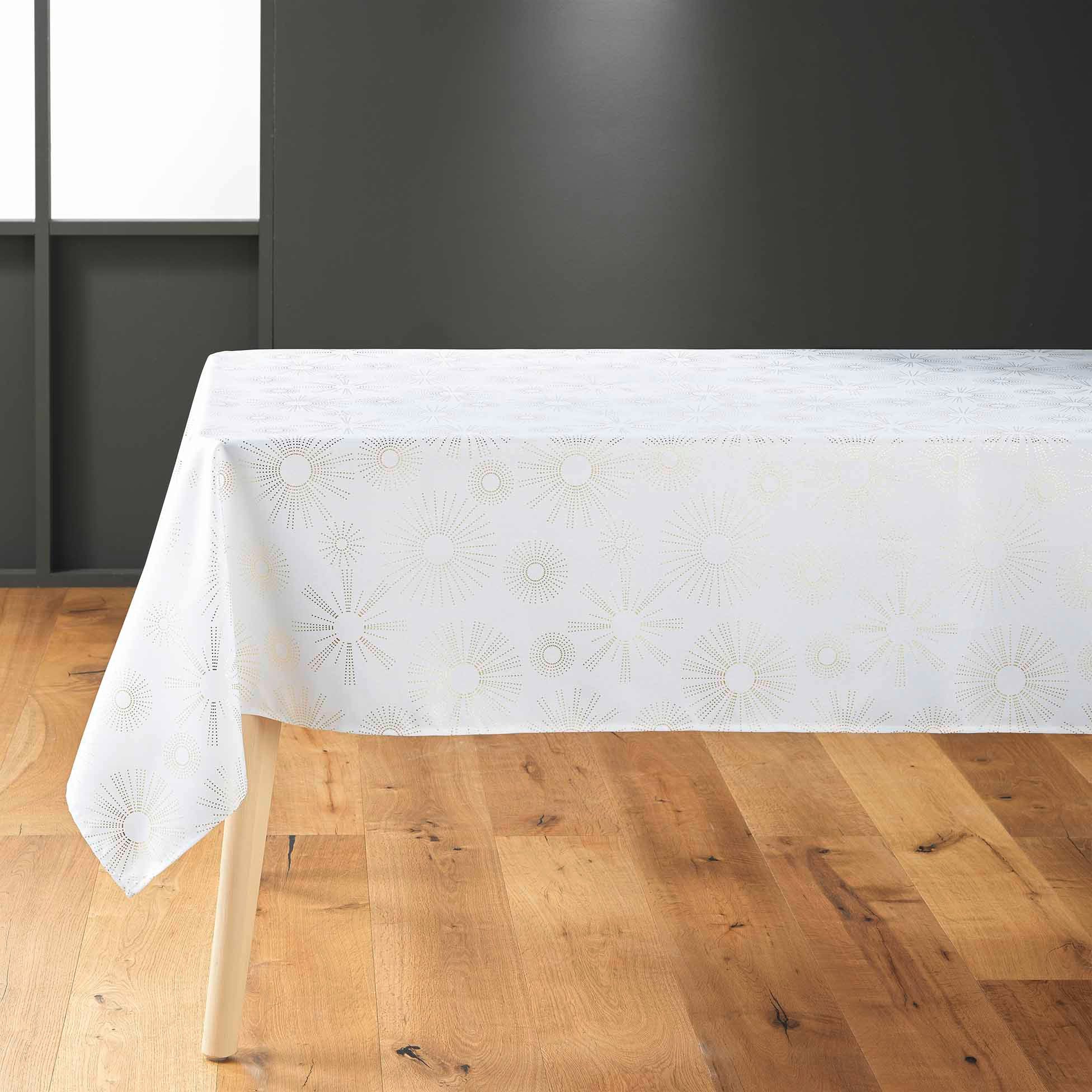 Douceur d'intérieur Tischdecke Weiße Tischdecke mit goldener Verzierung, PAMPILLE (Tischdecken 1-tlg)