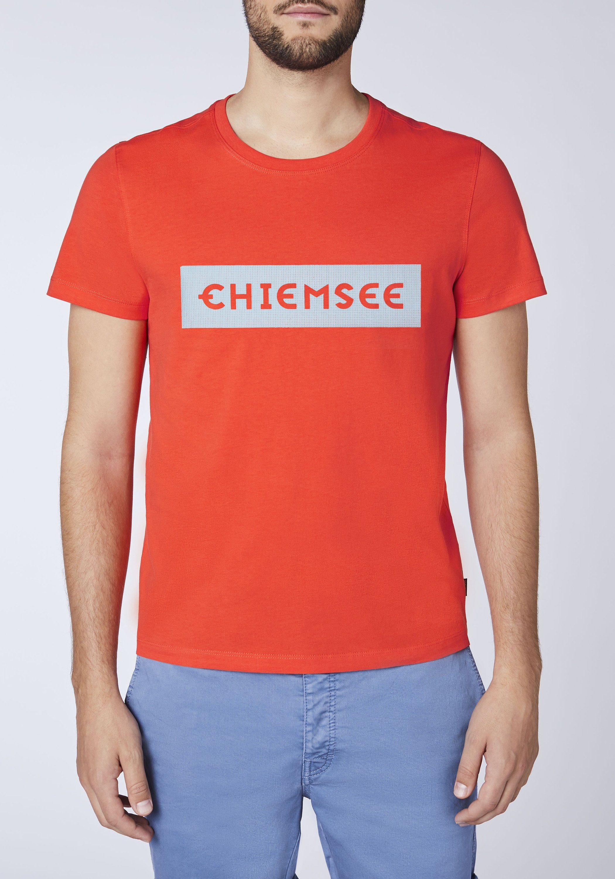 Markenschriftzug 1 T-Shirt Print-Shirt Chiemsee Chery mit plakativem Tomato