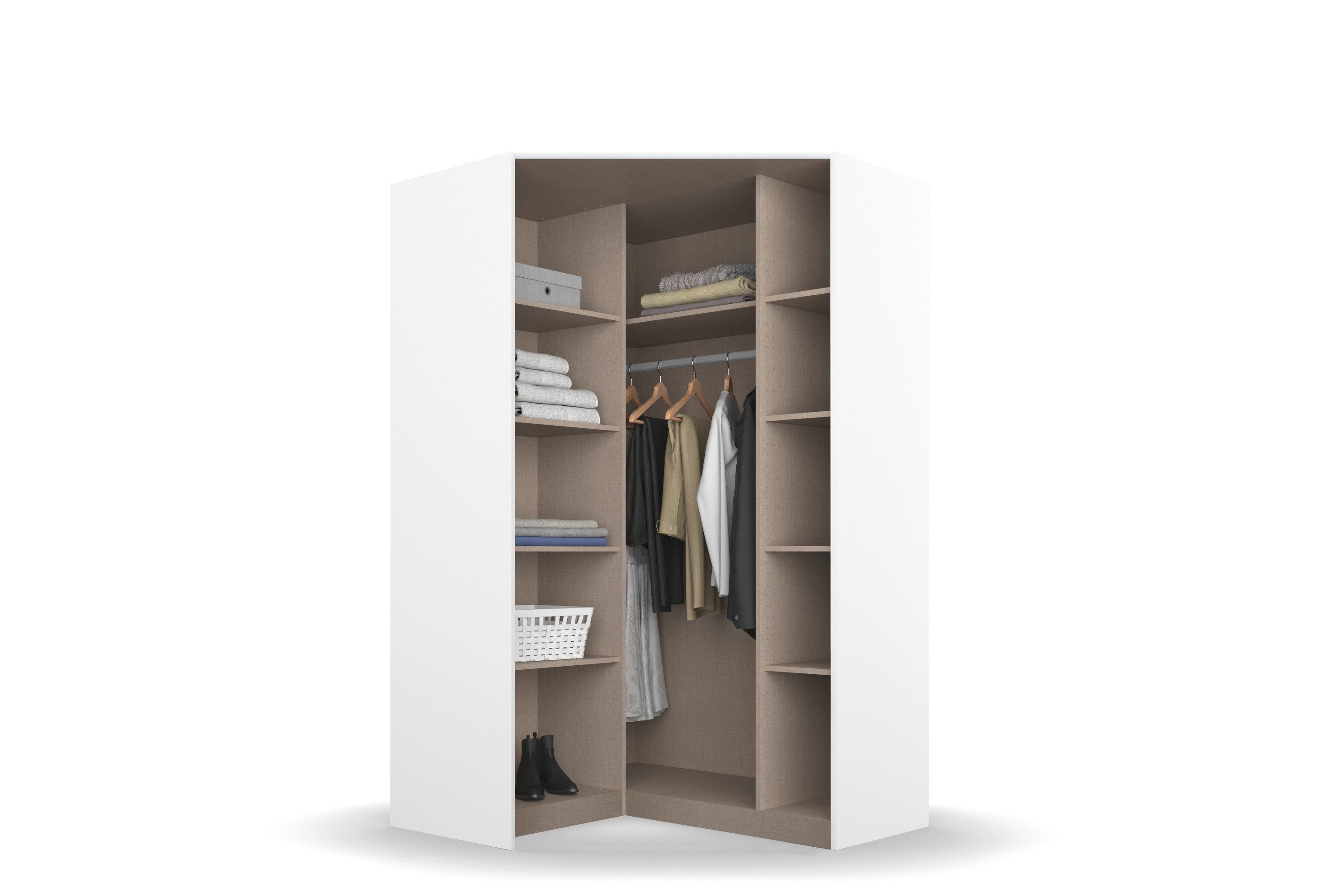OTTO home Eckkleiderschrank Kleiderschrank Schrank Ankleidezimmer Schlafzimmer Garderobe AGORDO (in zwei Griff-Farben, Breite/Tiefe 117x117 cm, Höhen 210/229 cm – Bild 5 von 5