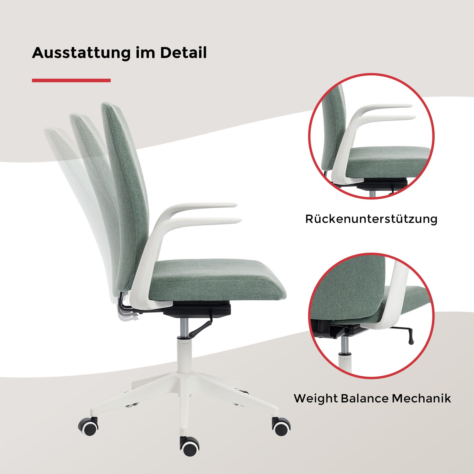 Duo Collection Drehstuhl Floris (1 St), Weight Balance Mechanik - passt sich jedem Körpergewicht an